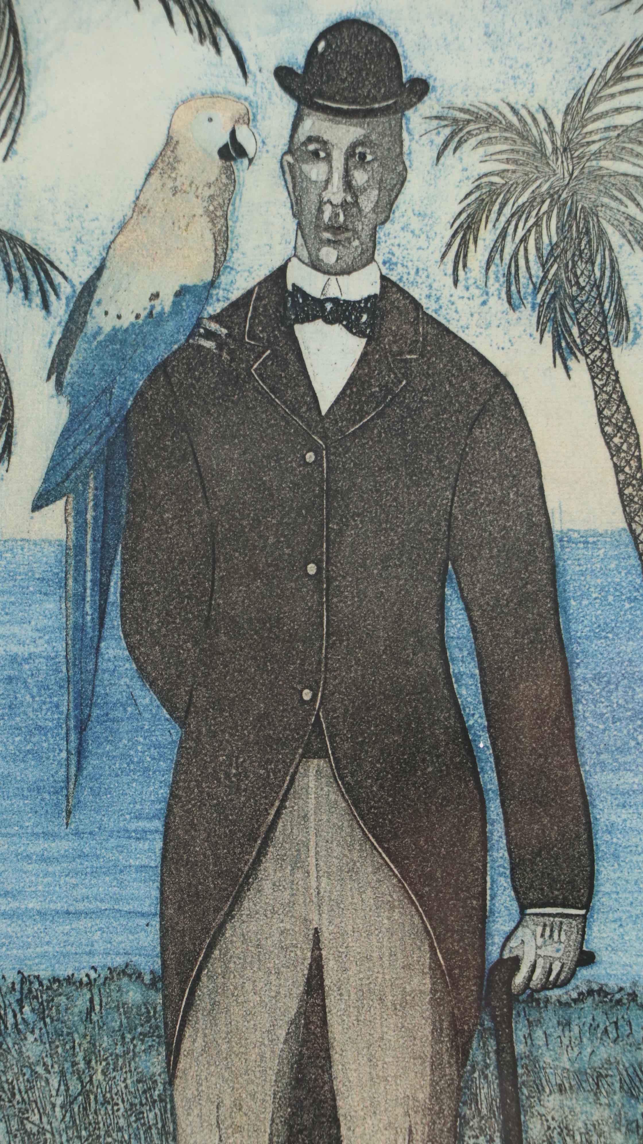 T.P. Speer Aquatint Etching À la Poupée "Parrot Fever," Late 20th Century