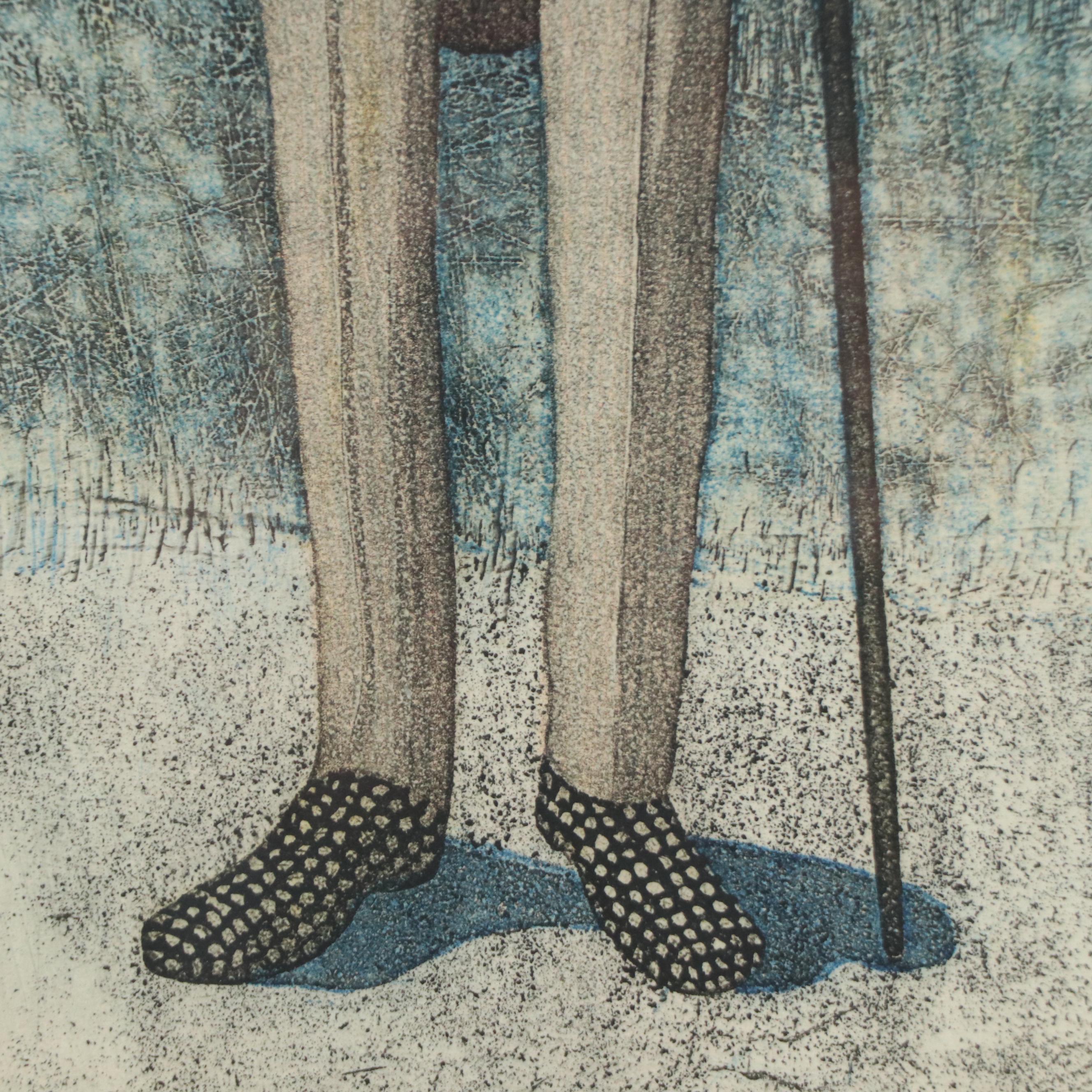 T.P. Speer Aquatint Etching À la Poupée "Parrot Fever," Late 20th Century