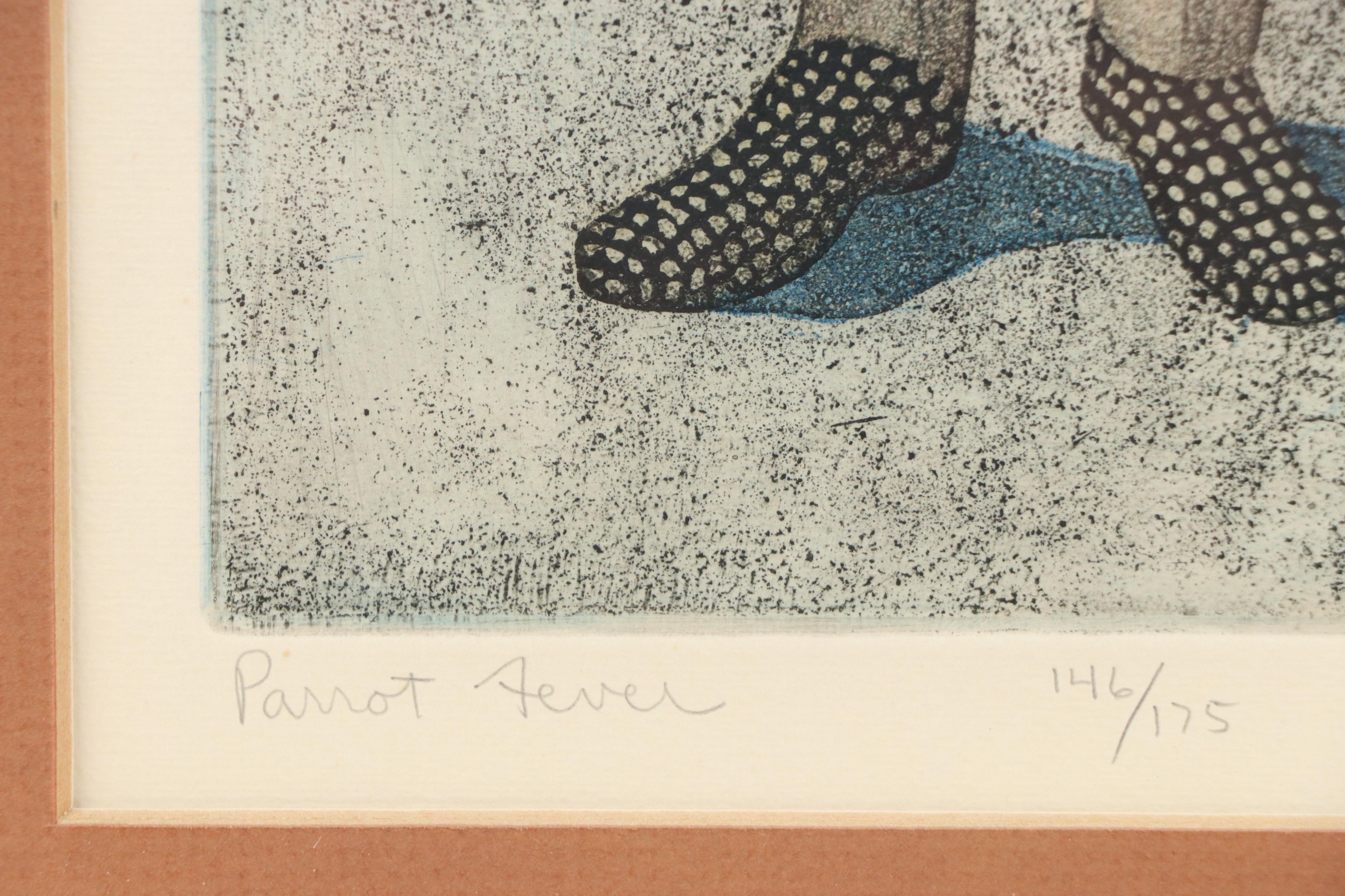 T.P. Speer Aquatint Etching À la Poupée "Parrot Fever," Late 20th Century