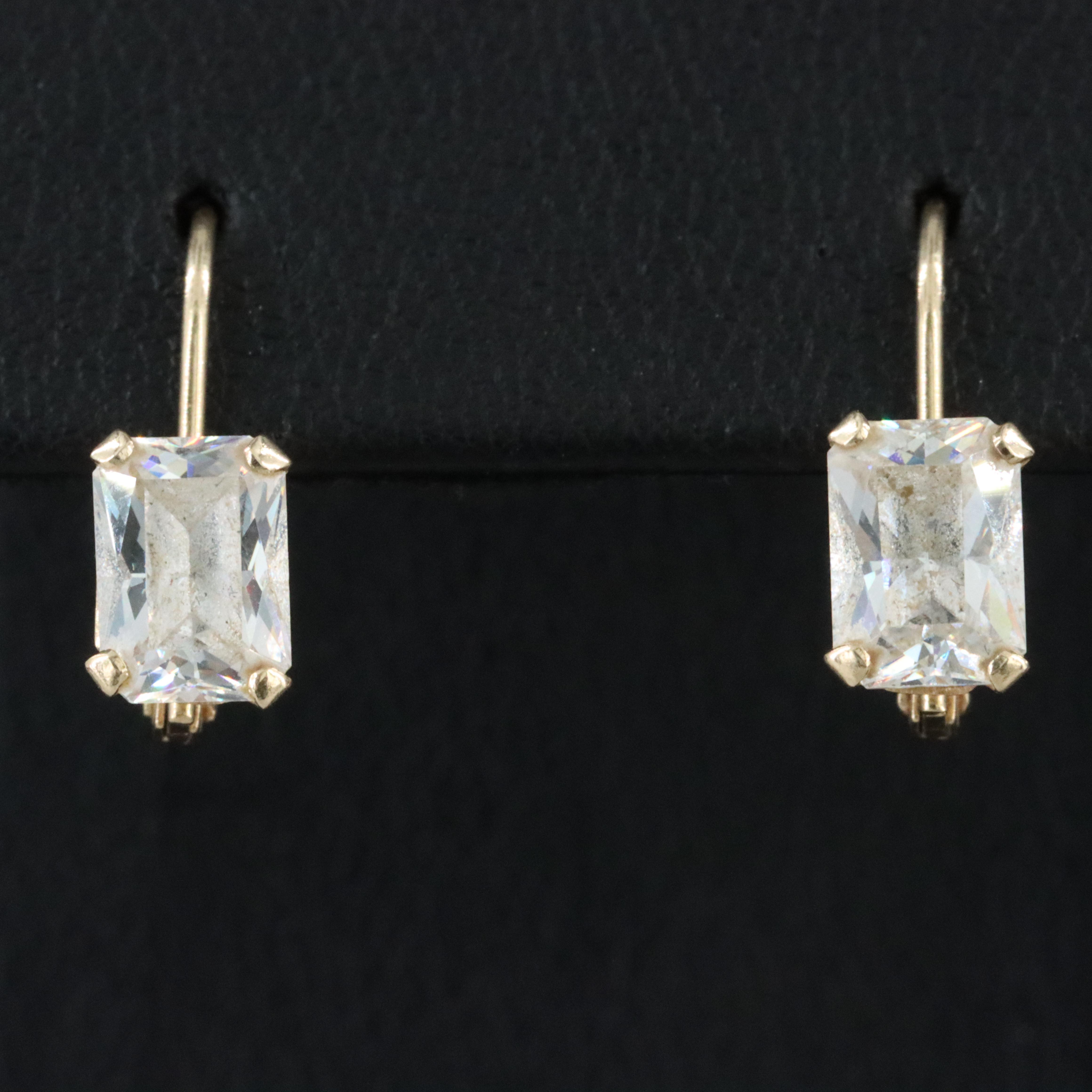 14K CZ Drop Earrings