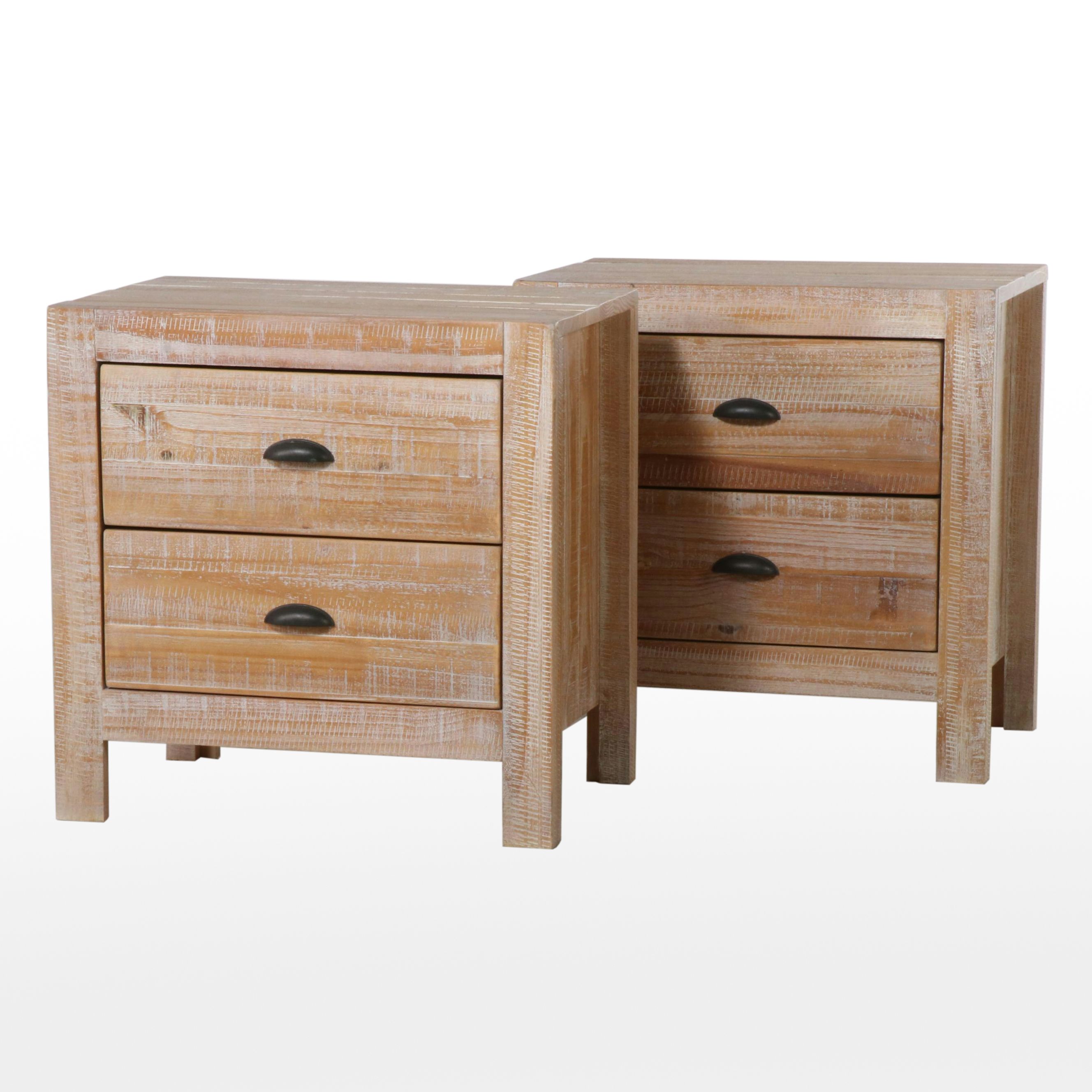 Pair of Contemporary Wood Grain Nightstands