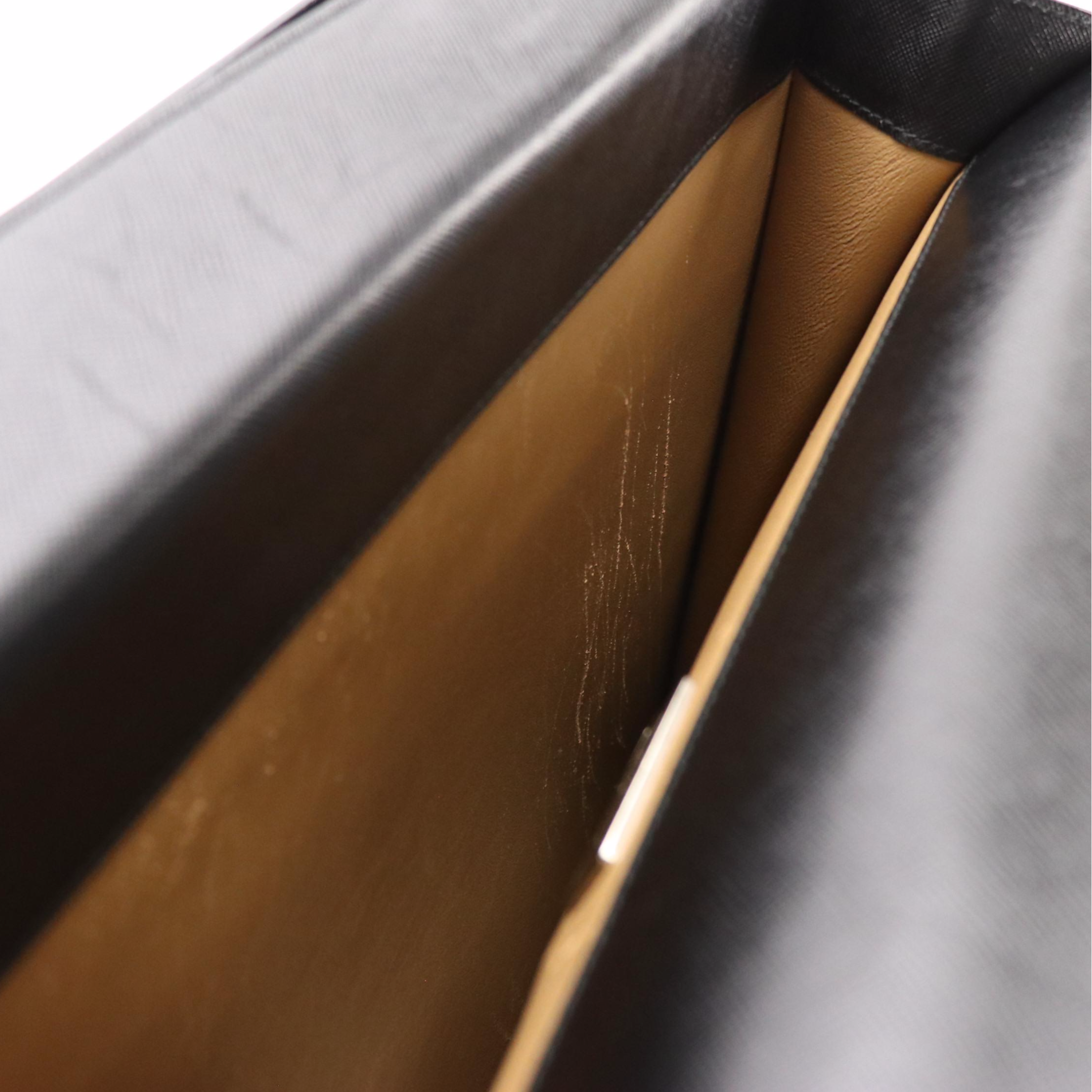 Prada Squeeze Lock Briefcase in Black Saffiano Leather