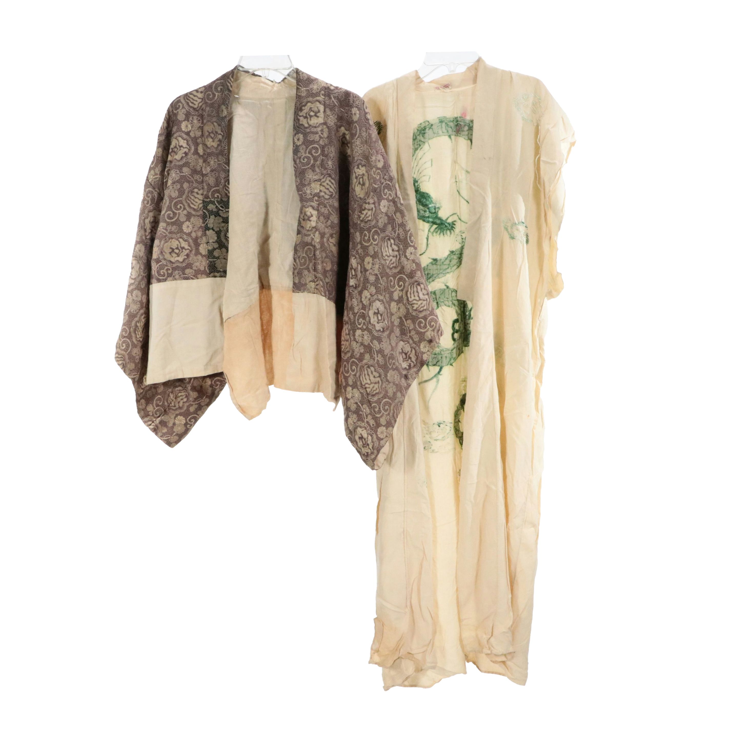 Vintage Embroidered Sleeveless Kimono and Other Short Kimono