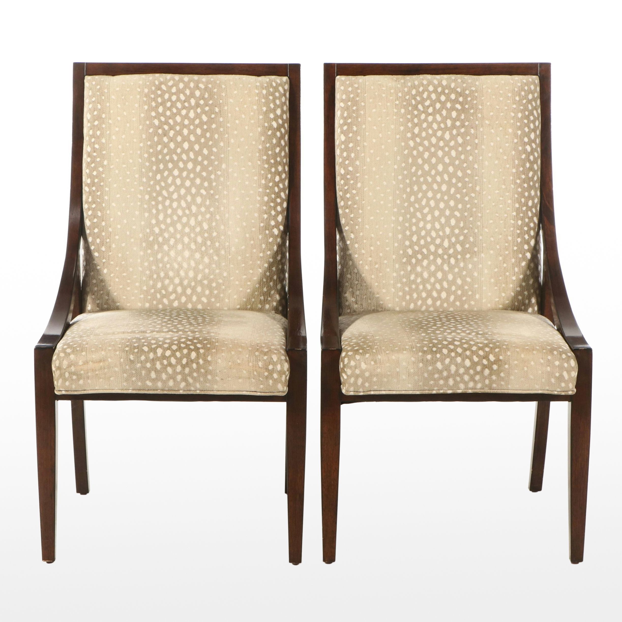 Pair of Contemporary Fabric Upholstered Wood Side Chairs