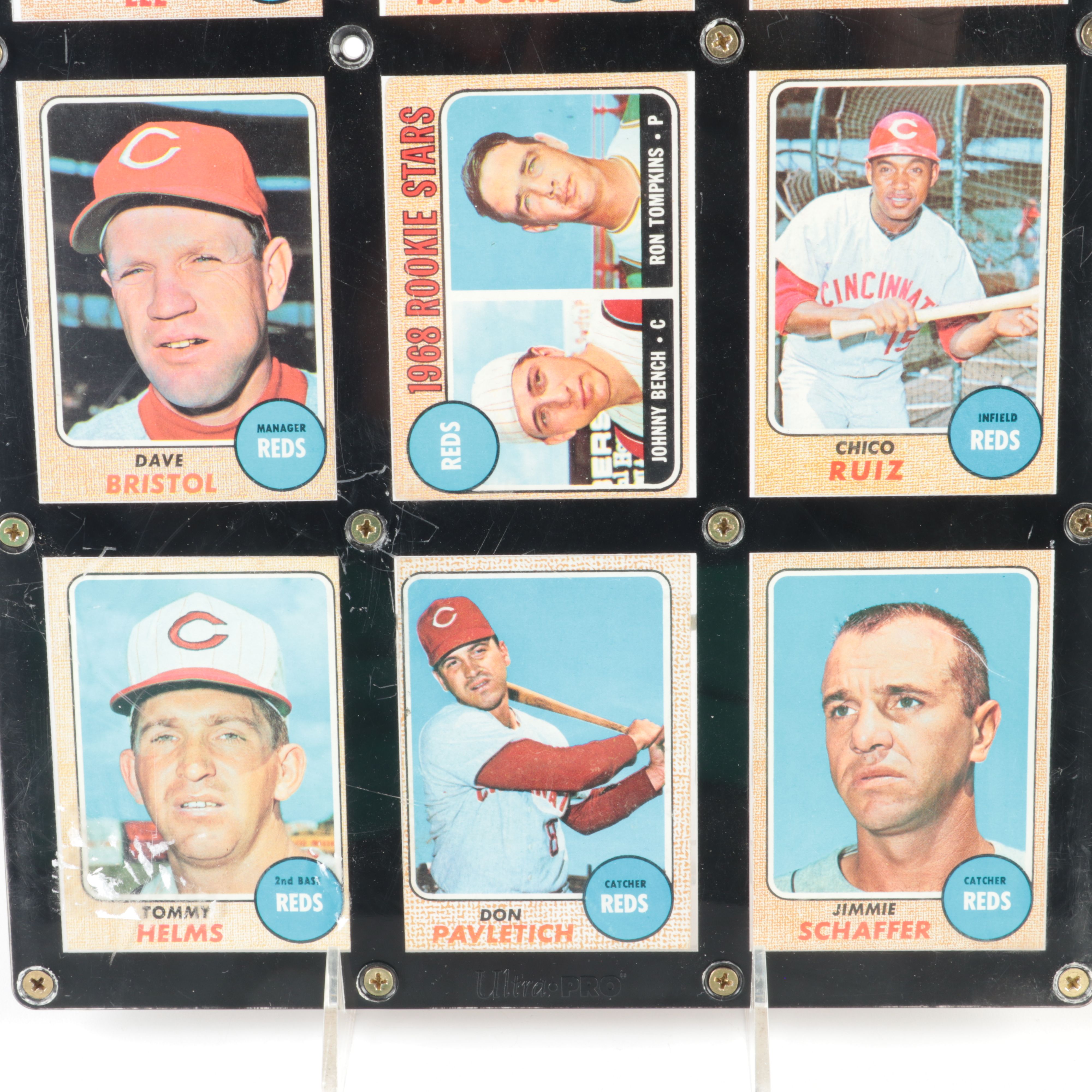 Nine 1968 Topps Cincinnati Reds Cards Including Johnny Bench Rookie Card