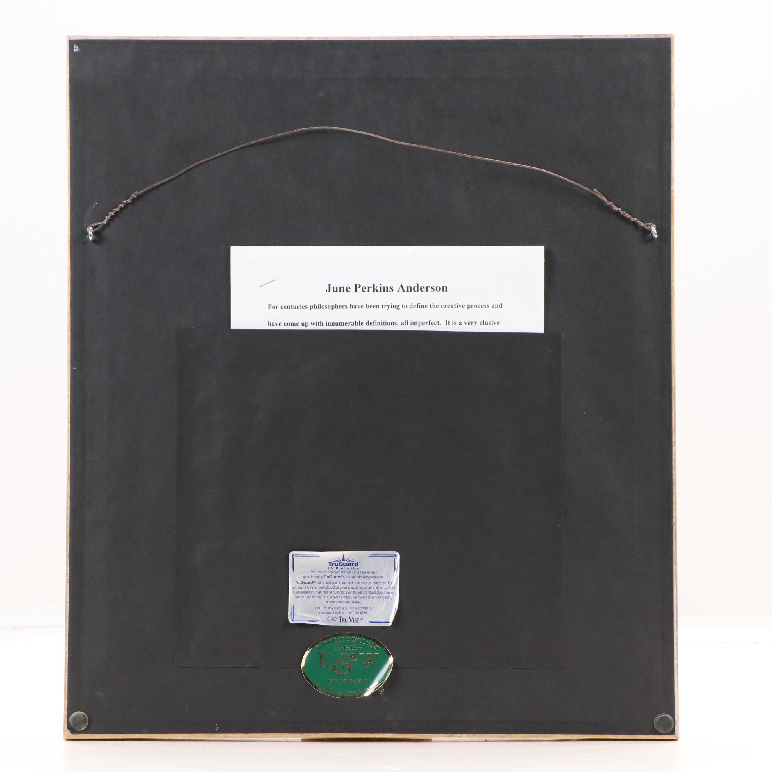 June Perkins Anderson Gouache Painting of Seated Woman in Sunhat