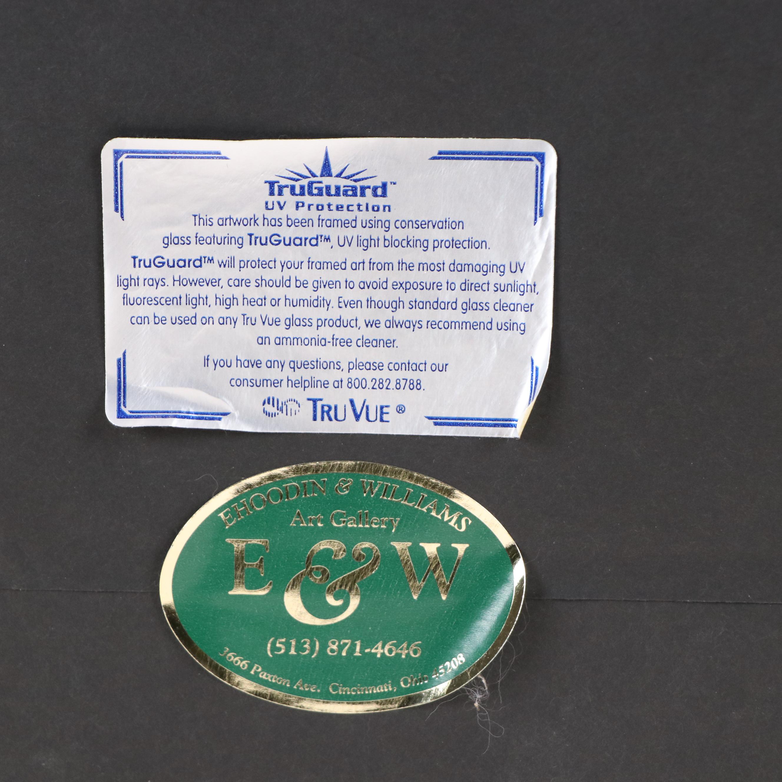 June Perkins Anderson Gouache Painting of Seated Woman in Sunhat