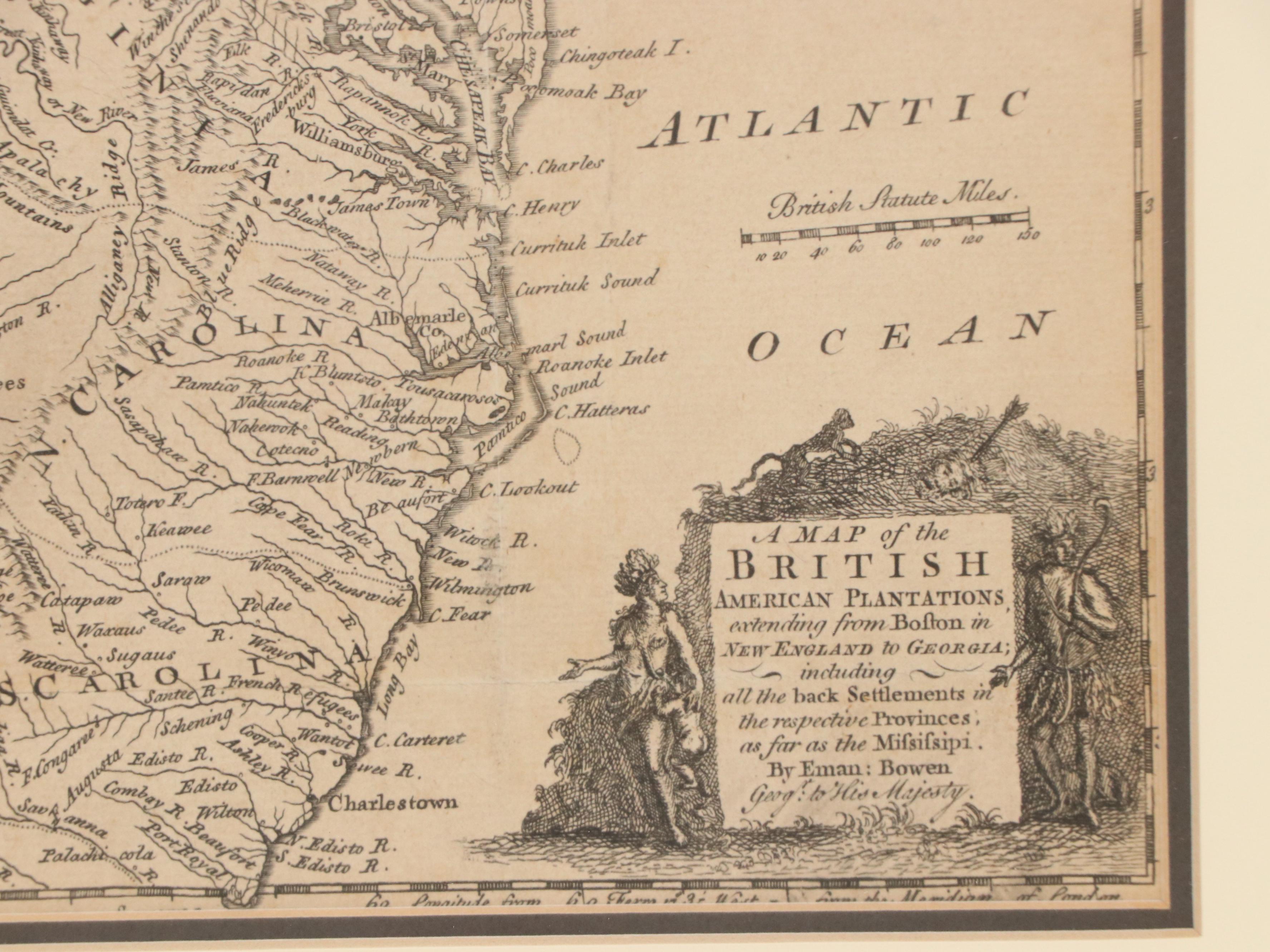 After Bowen Engraving "A Map of the British American Plantations" and More Maps