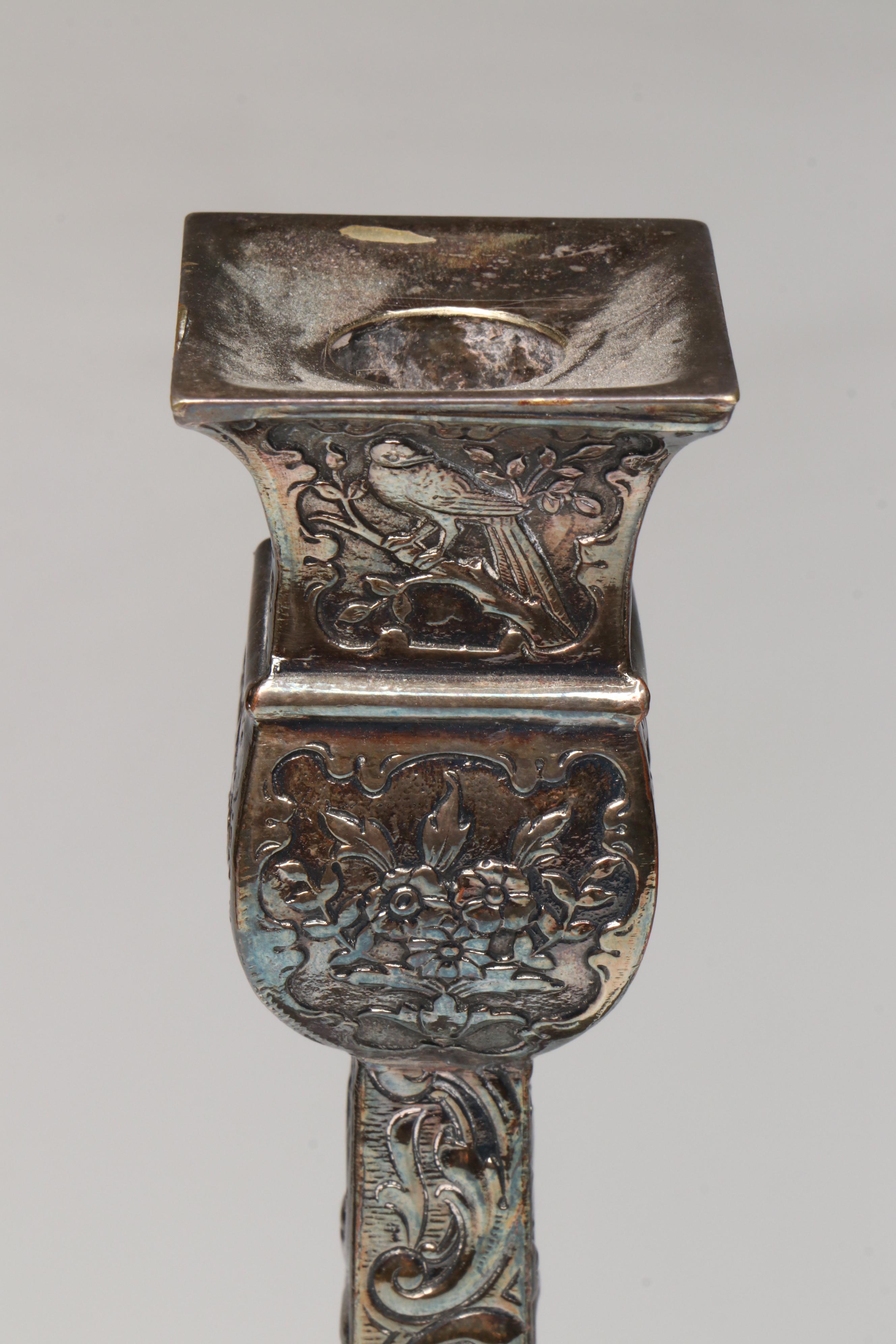 E.G. Webster & Son Repoussé Silver Plate Candlesticks, Late 19th/Early 20th C.