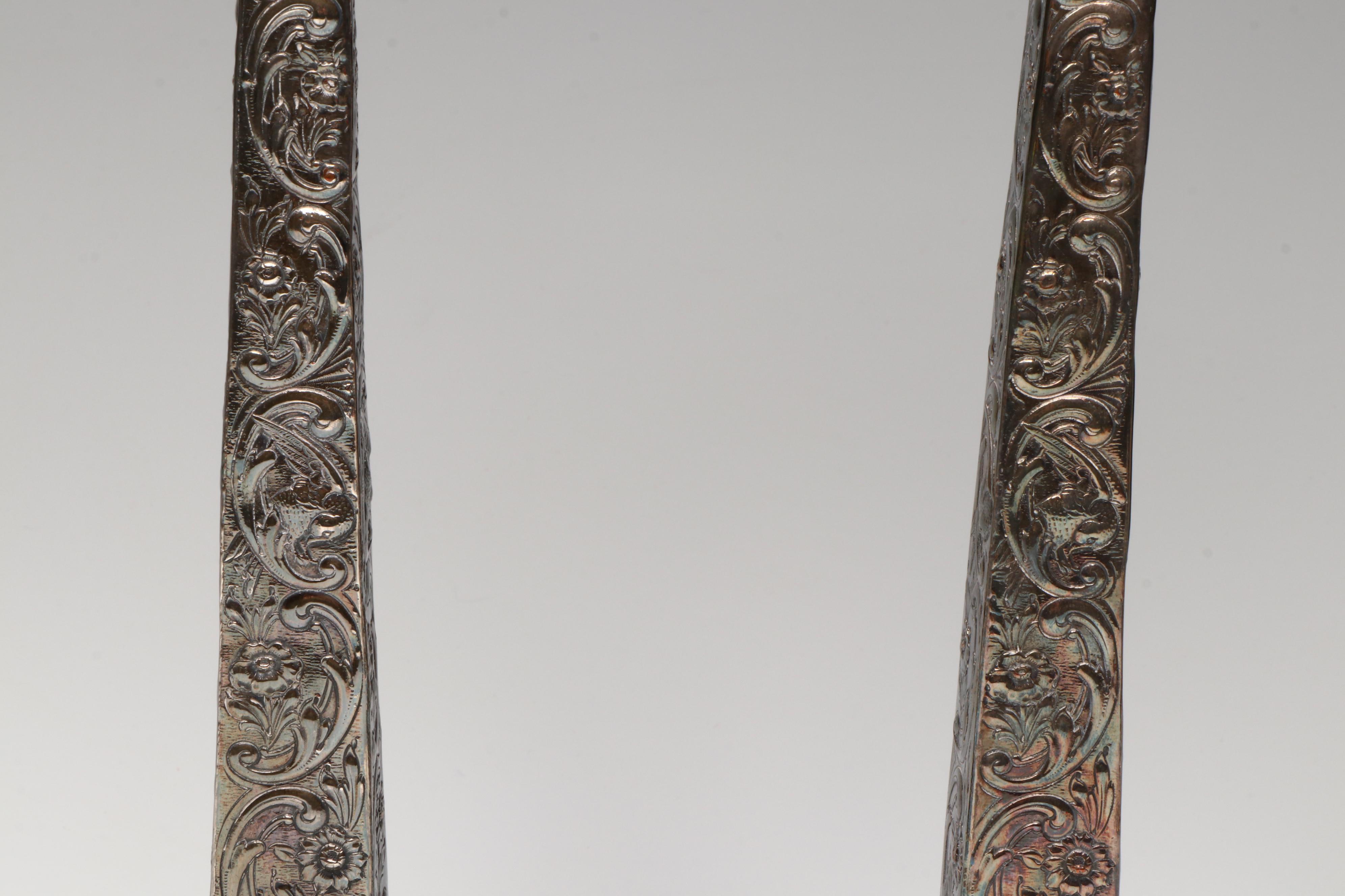 E.G. Webster & Son Repoussé Silver Plate Candlesticks, Late 19th/Early 20th C.