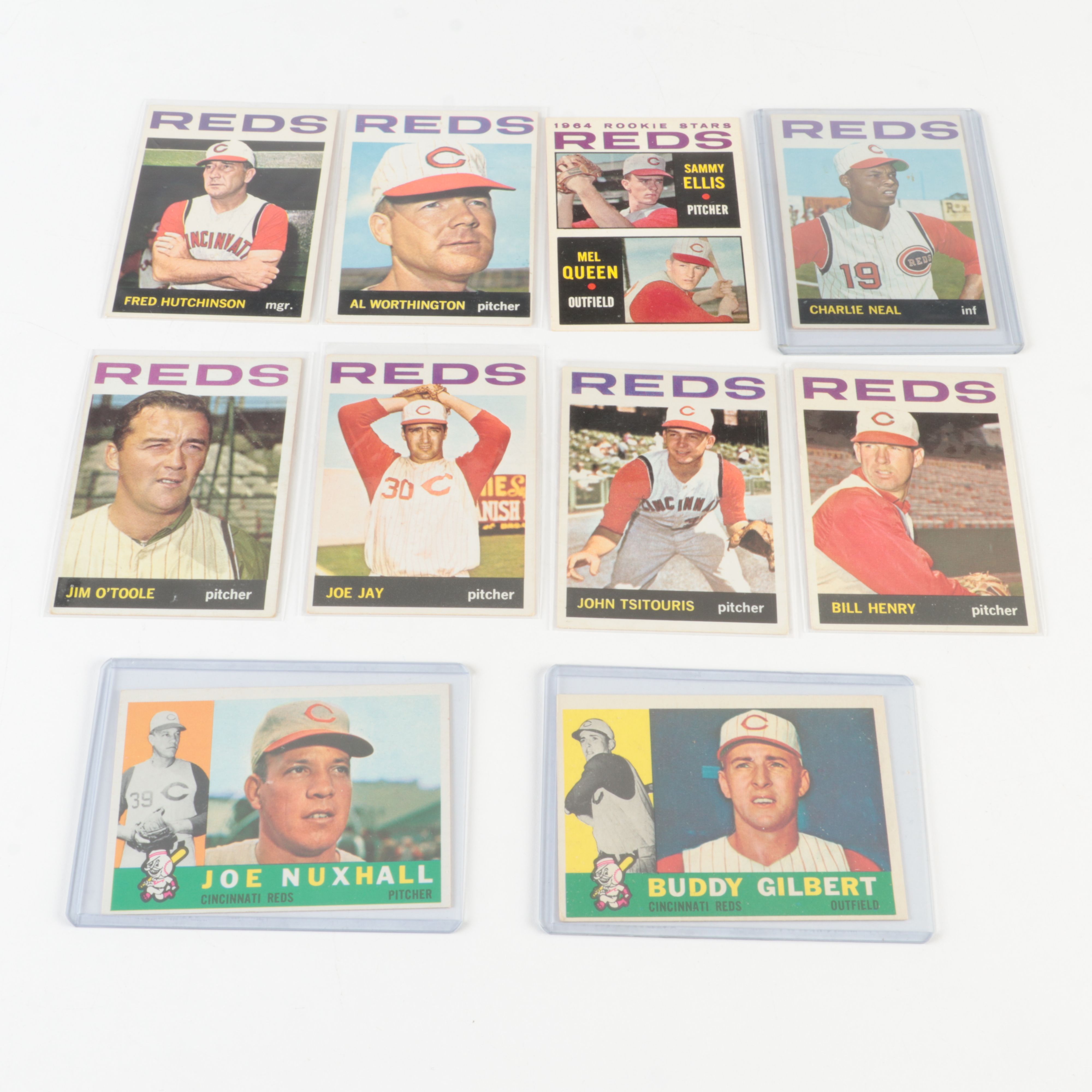 Vintage 1960s Cincinnati Reds Topps Baseball Cards and Seven Signed Reds Cards