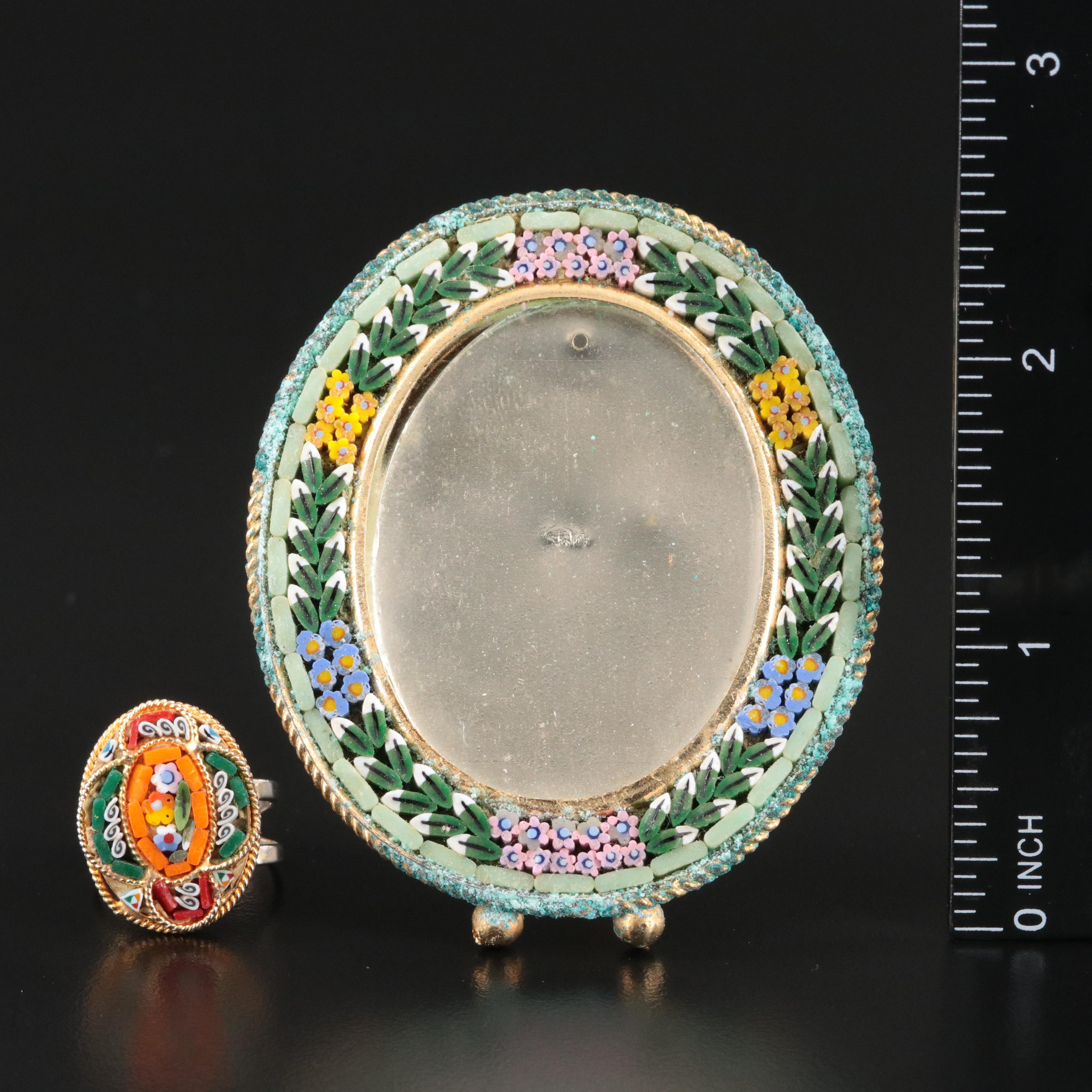 Micromosaic Collection Including Ring, Bracelet and Photo Frames