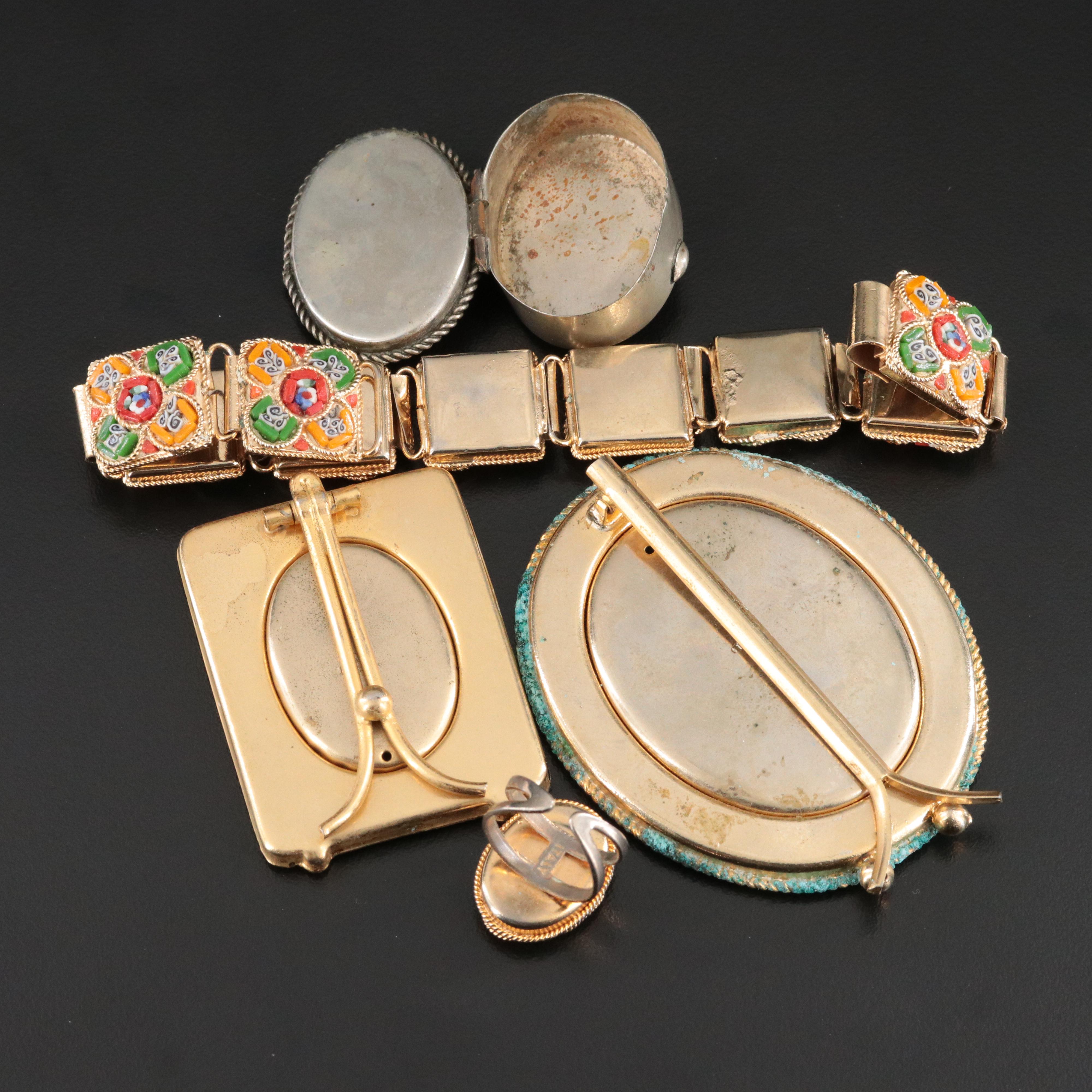 Micromosaic Collection Including Ring, Bracelet and Photo Frames