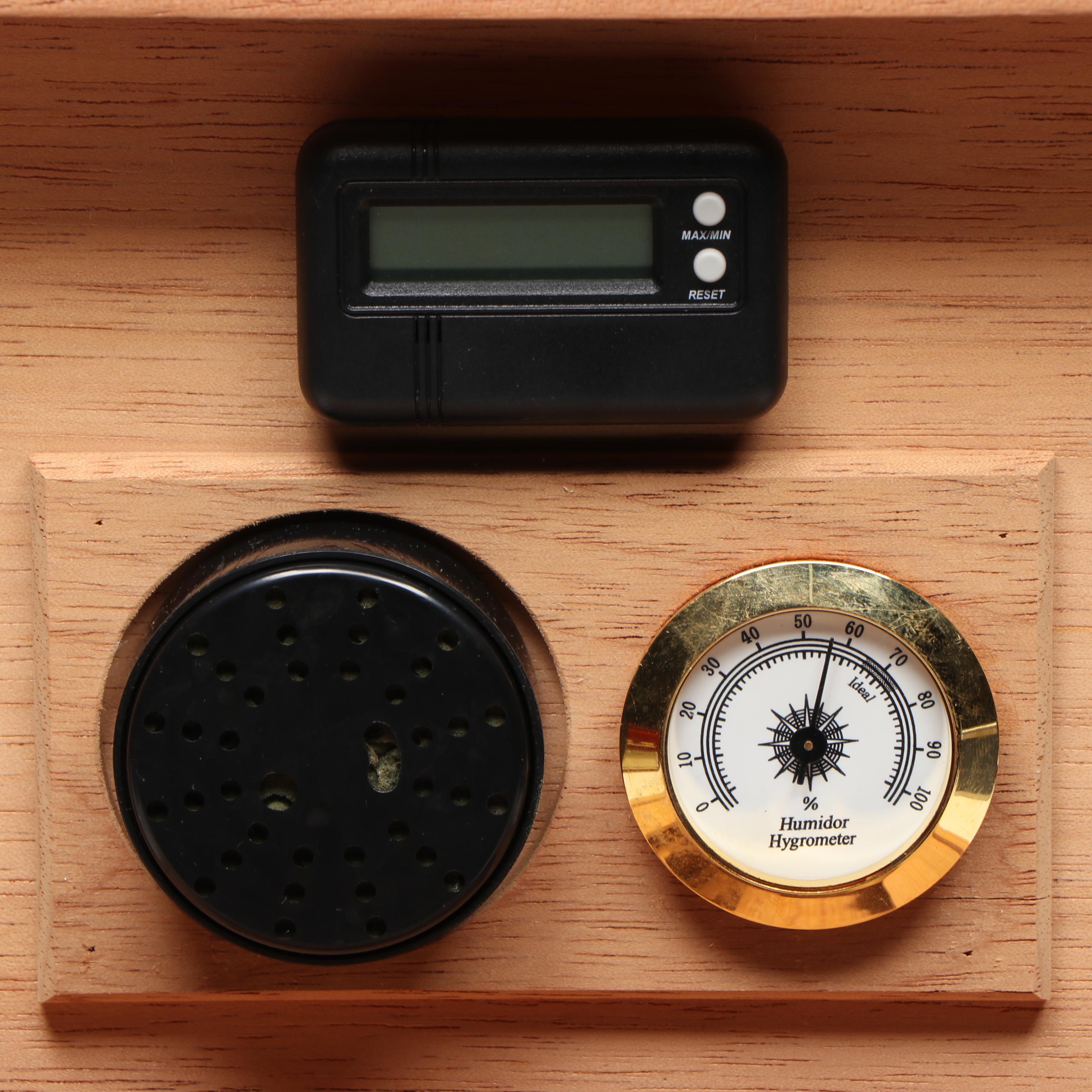 Cigar Humidors With J.C. Pendergast Humidifier, Hygrometers, More Accessories