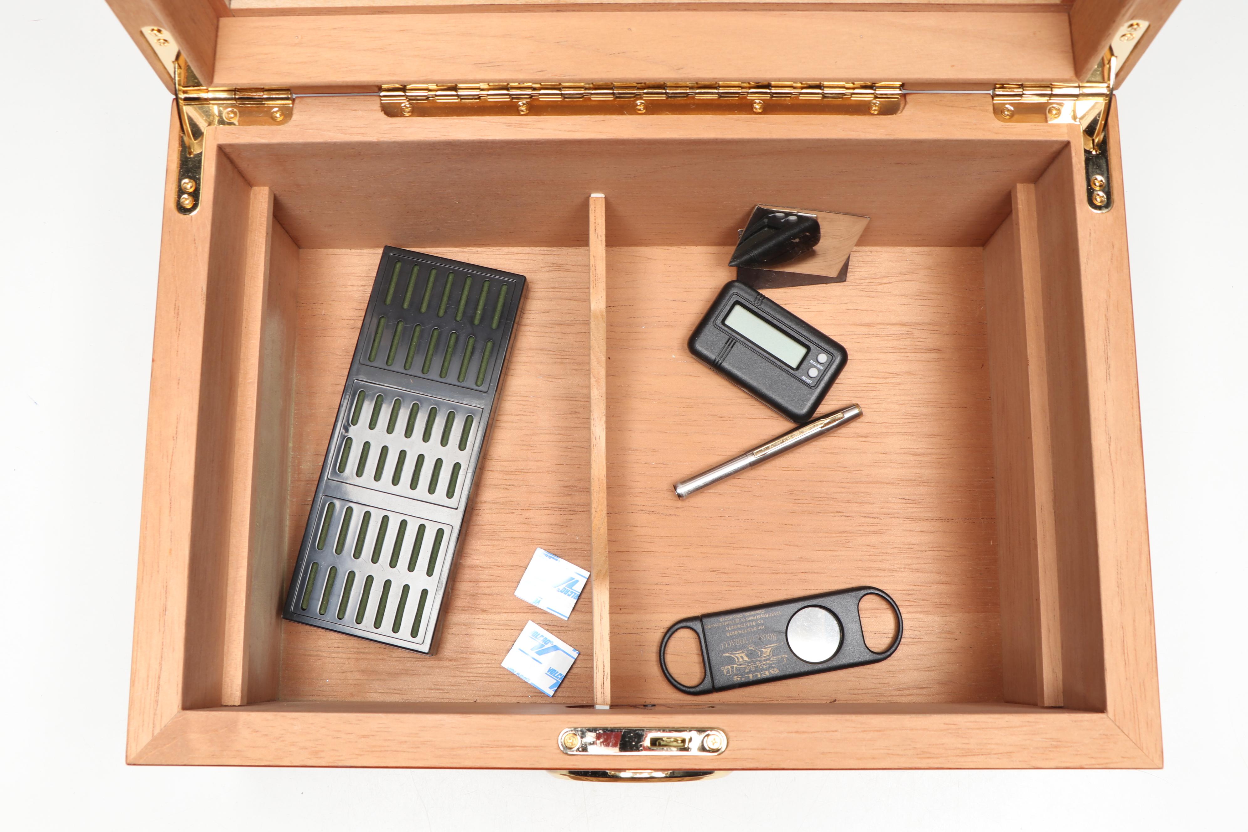 Cigar Humidors With J.C. Pendergast Humidifier, Hygrometers, More Accessories