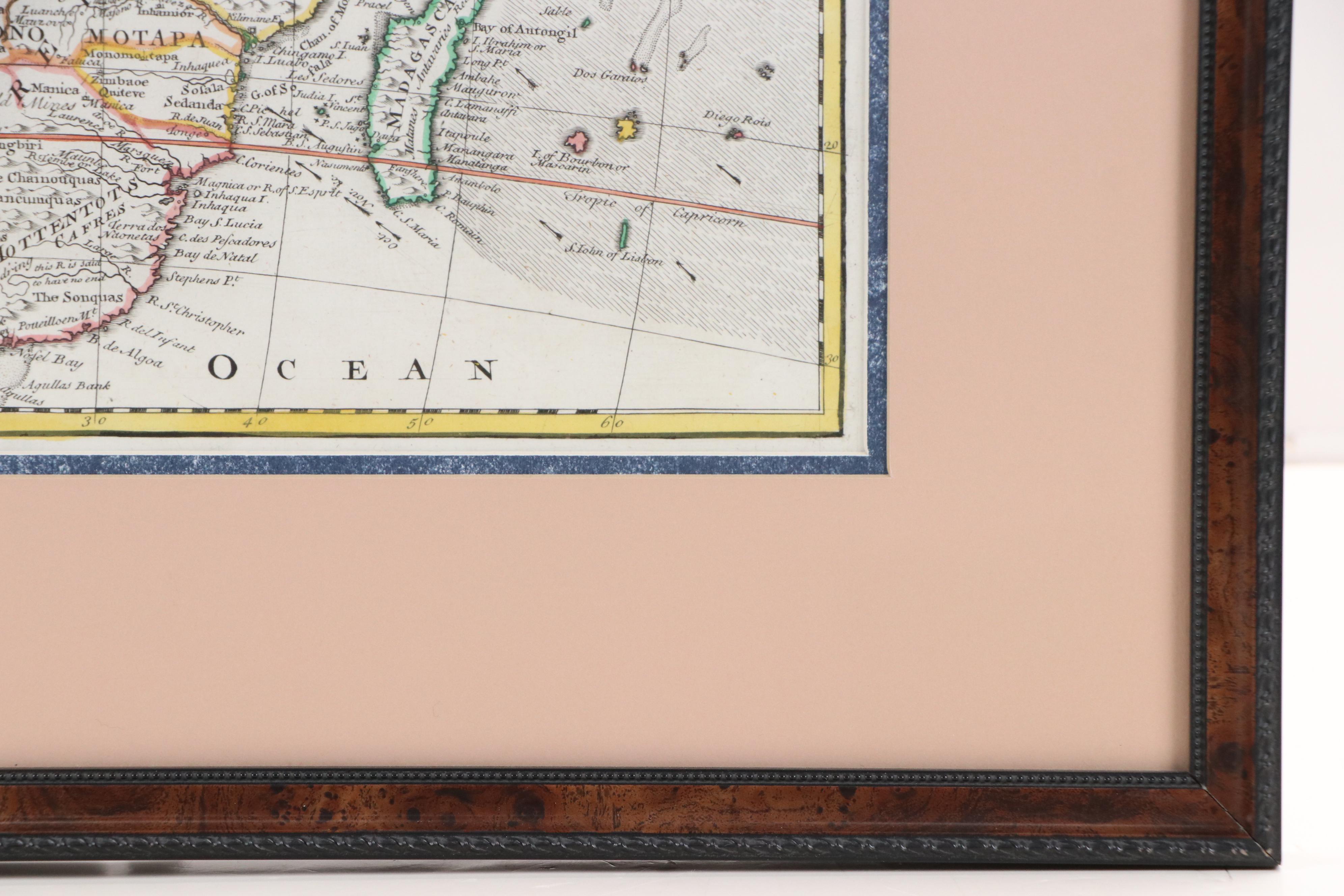 After Eman. Bowen Hand-Colored Engraving "A New and Correct Map of Africa," 1748