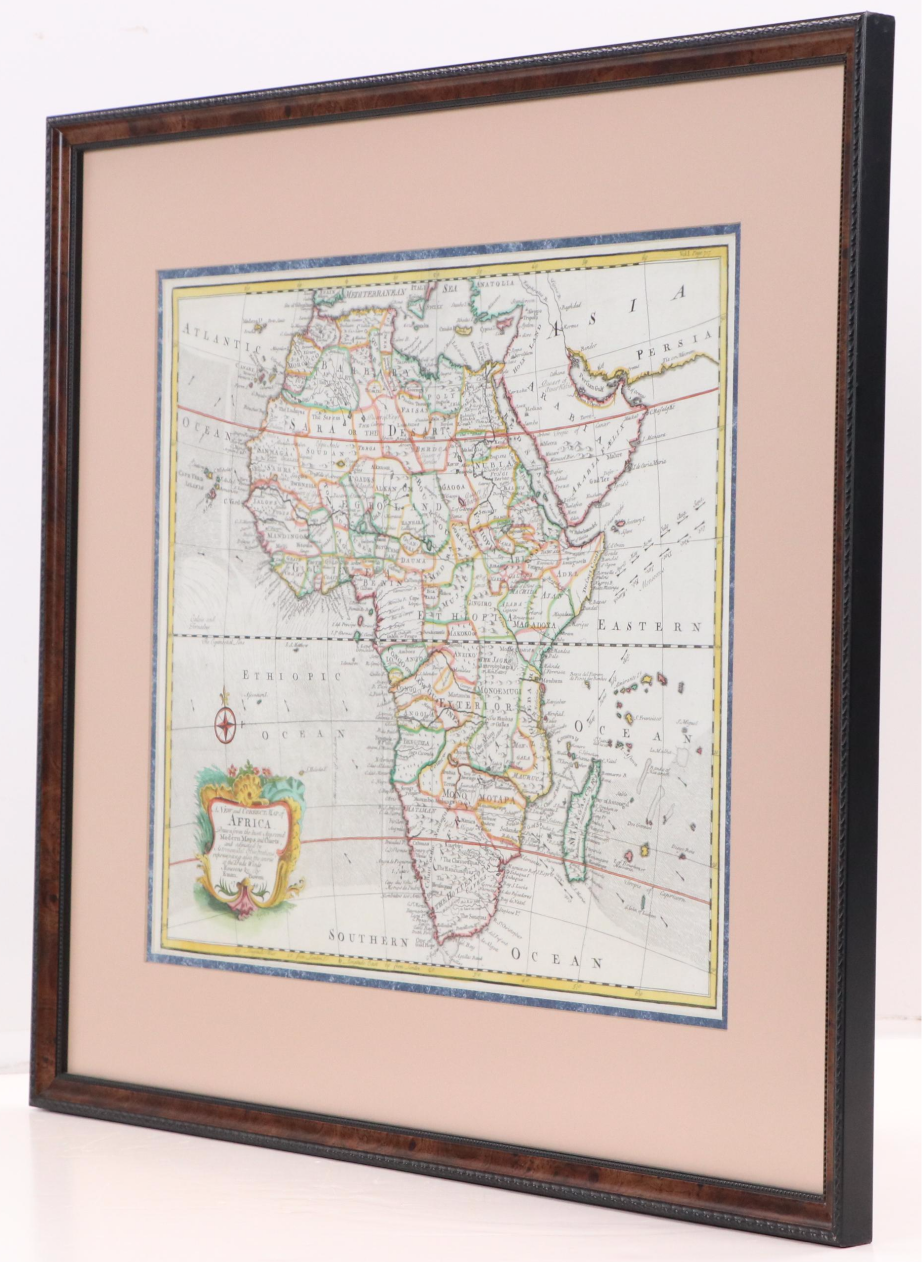 After Eman. Bowen Hand-Colored Engraving "A New and Correct Map of Africa," 1748