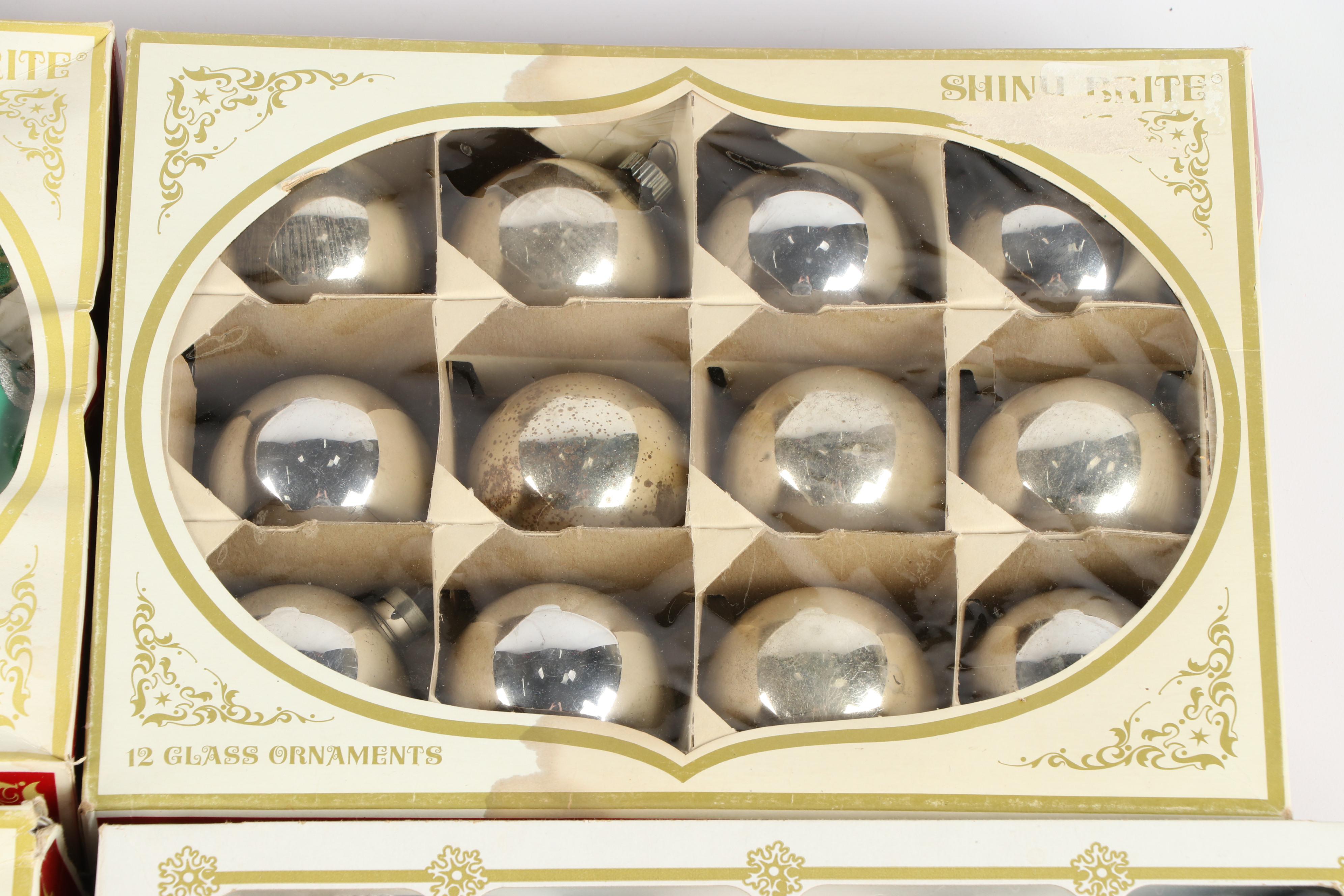 Shiny Brite and Noelle Glass Christmas Ornaments, Vintage