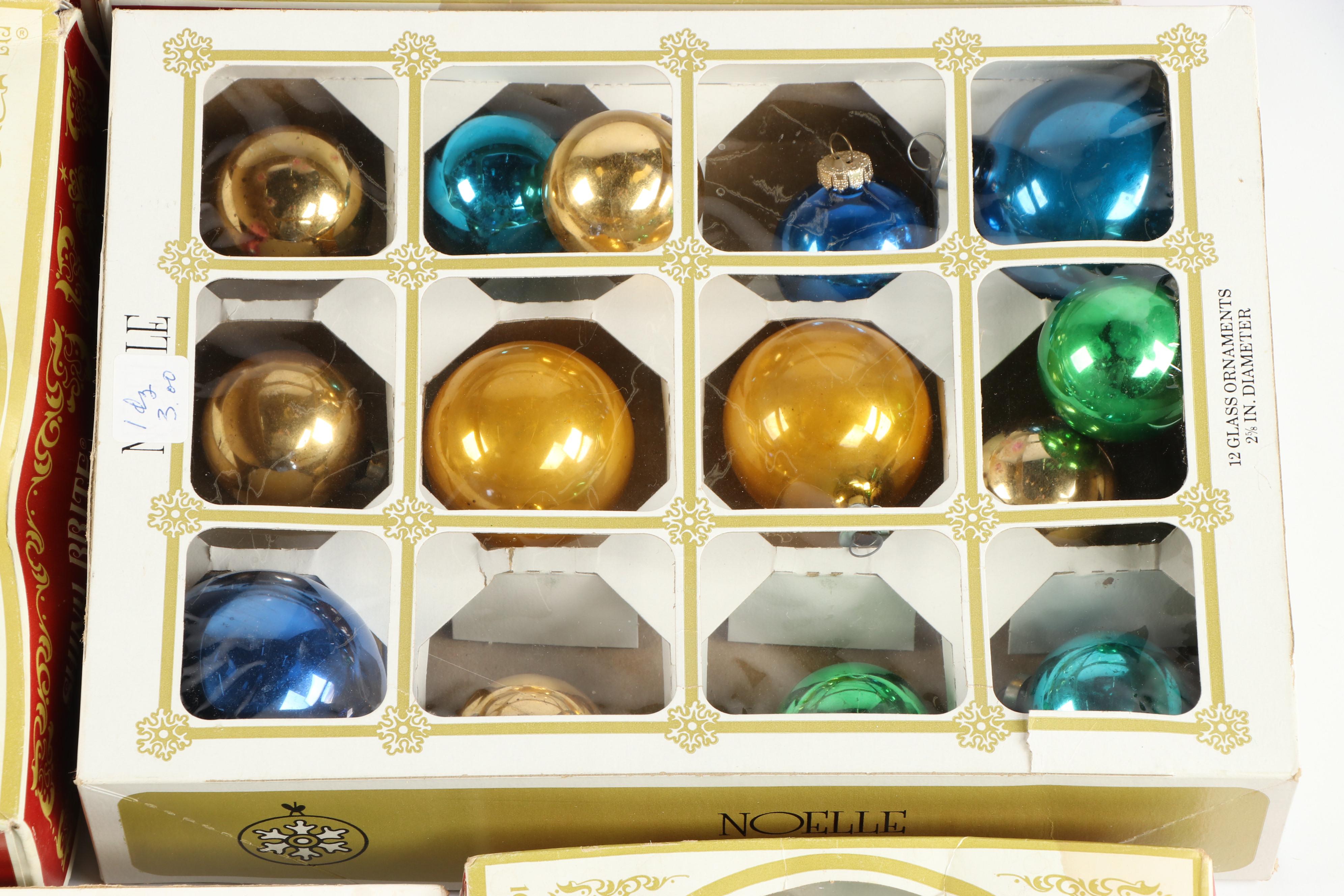 Shiny Brite and Noelle Glass Christmas Ornaments, Vintage