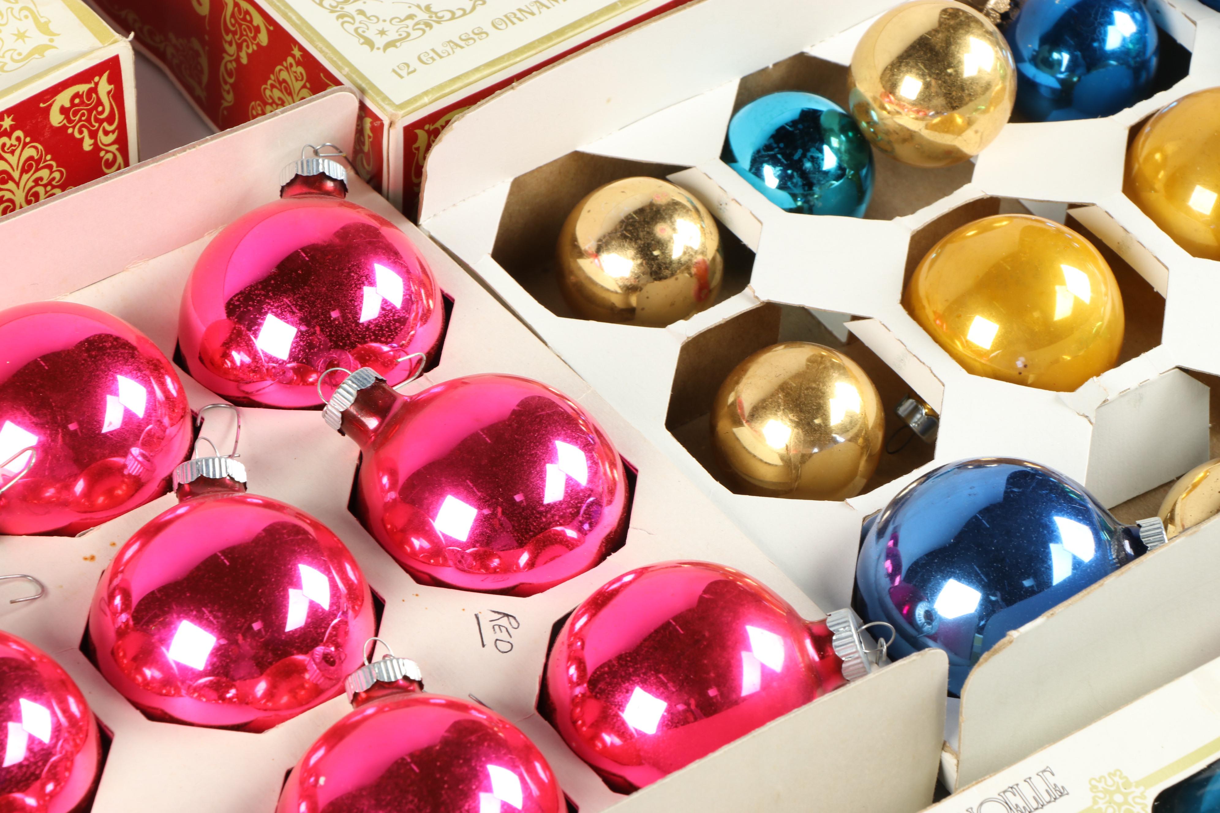 Shiny Brite and Noelle Glass Christmas Ornaments, Vintage