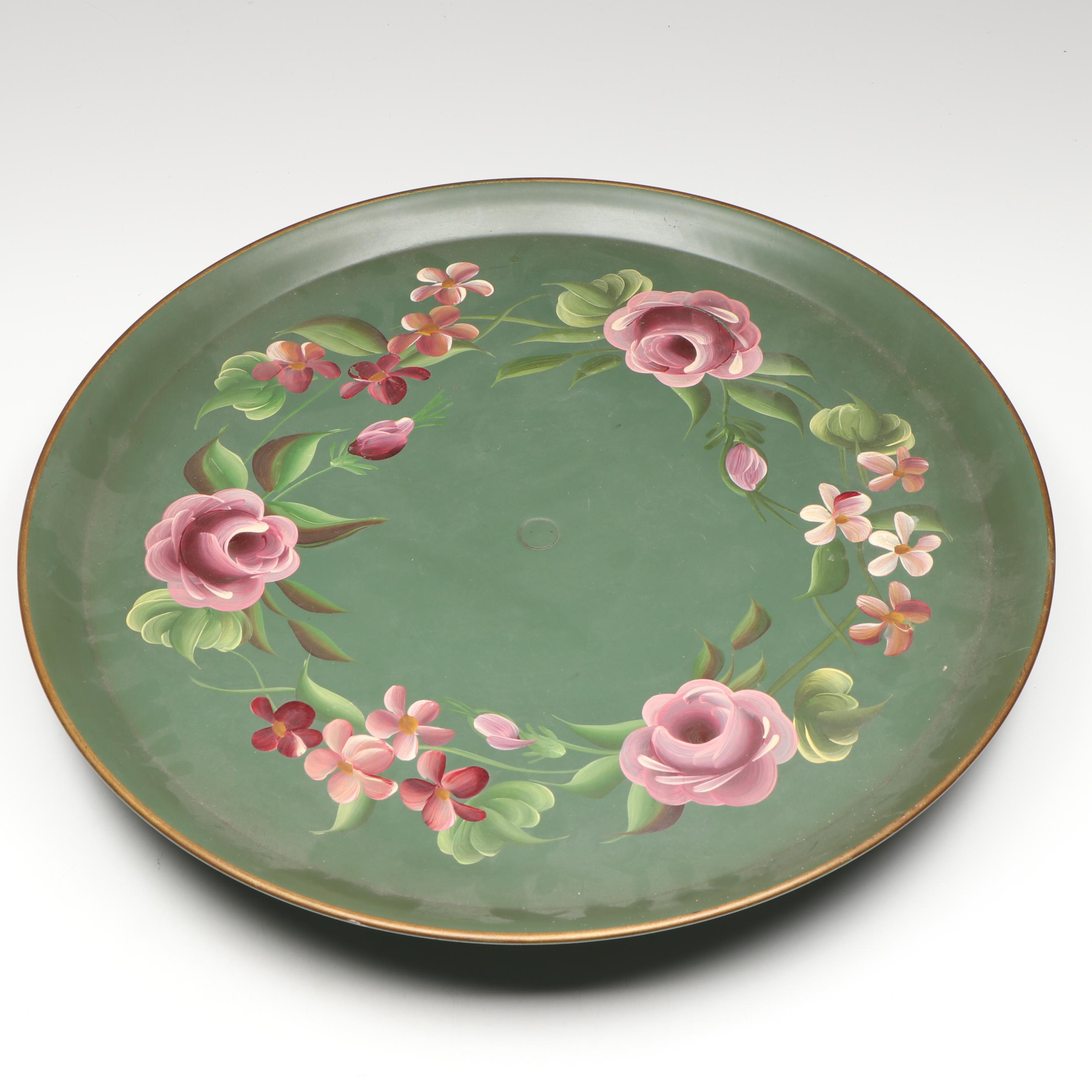 E.T. Nash Co. Hand-Painted Floral Footed Tray and Rococo Style Porcelain Tea Set