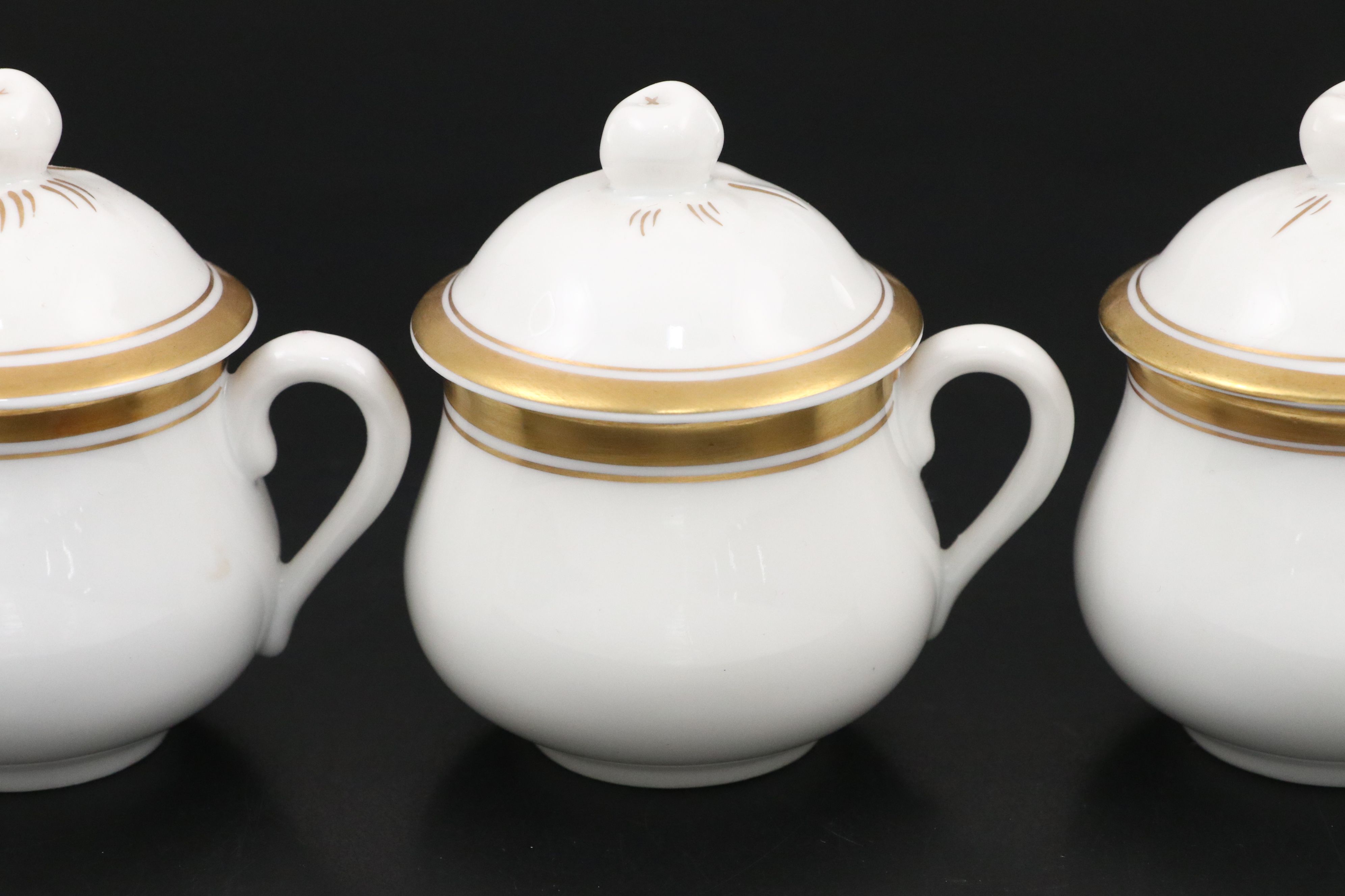 Vista Alegre Portuguese Gold Gilt Porcelain Lidded Teacups and Tray