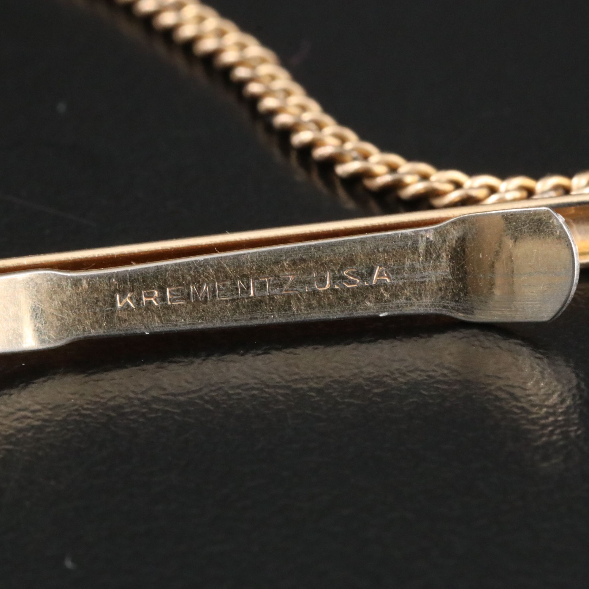 Krementz Cufflinks and Tie Bar with 10K Diamond and Garnet Lion's Head