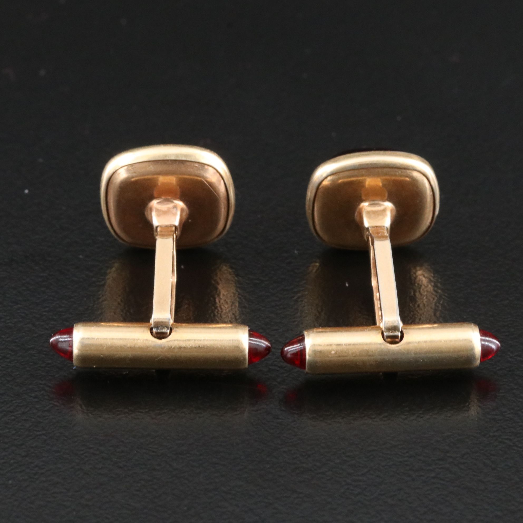Krementz Cufflinks and Tie Bar with 10K Diamond and Garnet Lion's Head