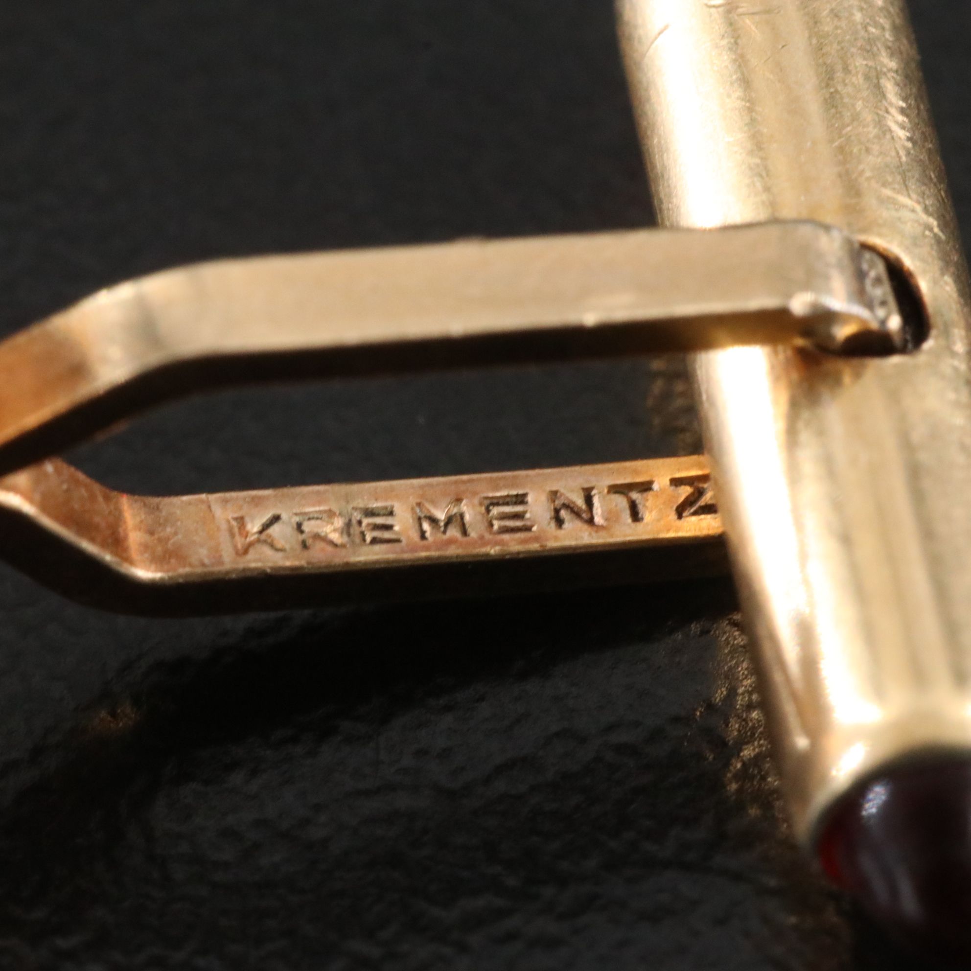 Krementz Cufflinks and Tie Bar with 10K Diamond and Garnet Lion's Head