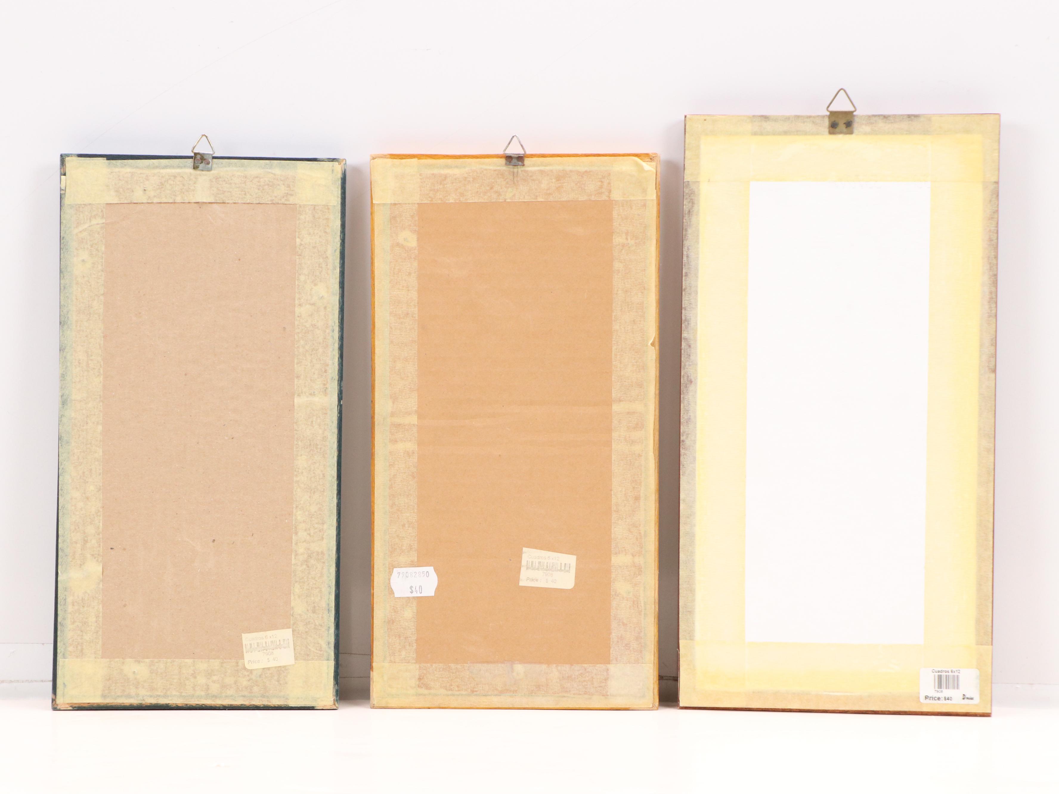 Costa Rican Acrylic on Feather Paintings of Birds and Butterflies