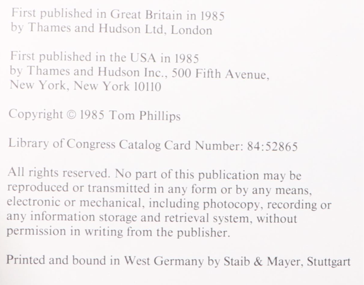 Tom Phillips Signed and Illustrated "Dante's Inferno" by Dante Alighieri, 1985