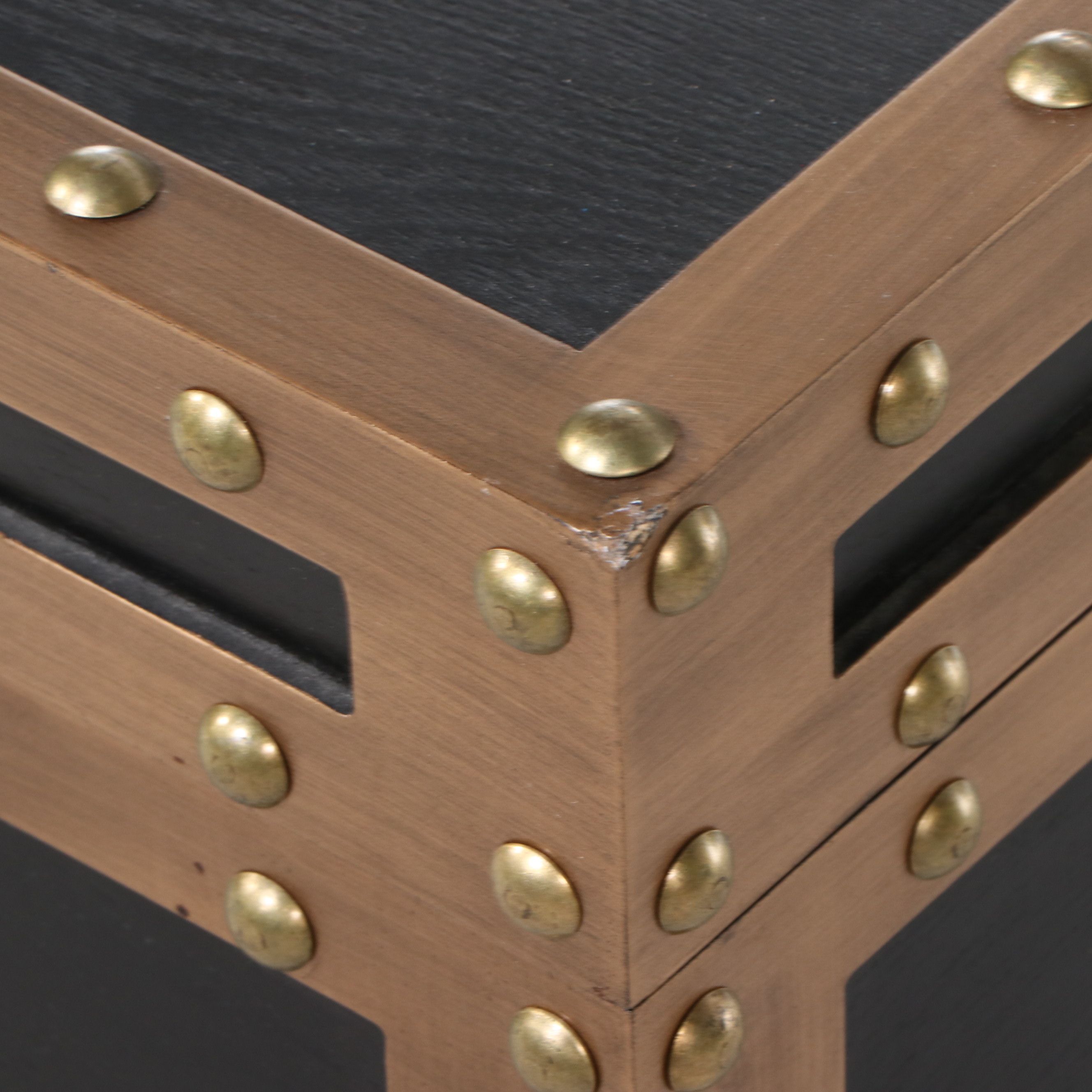 SEI Black and Metal Hinged "Drifton" Travel Trunk End Table