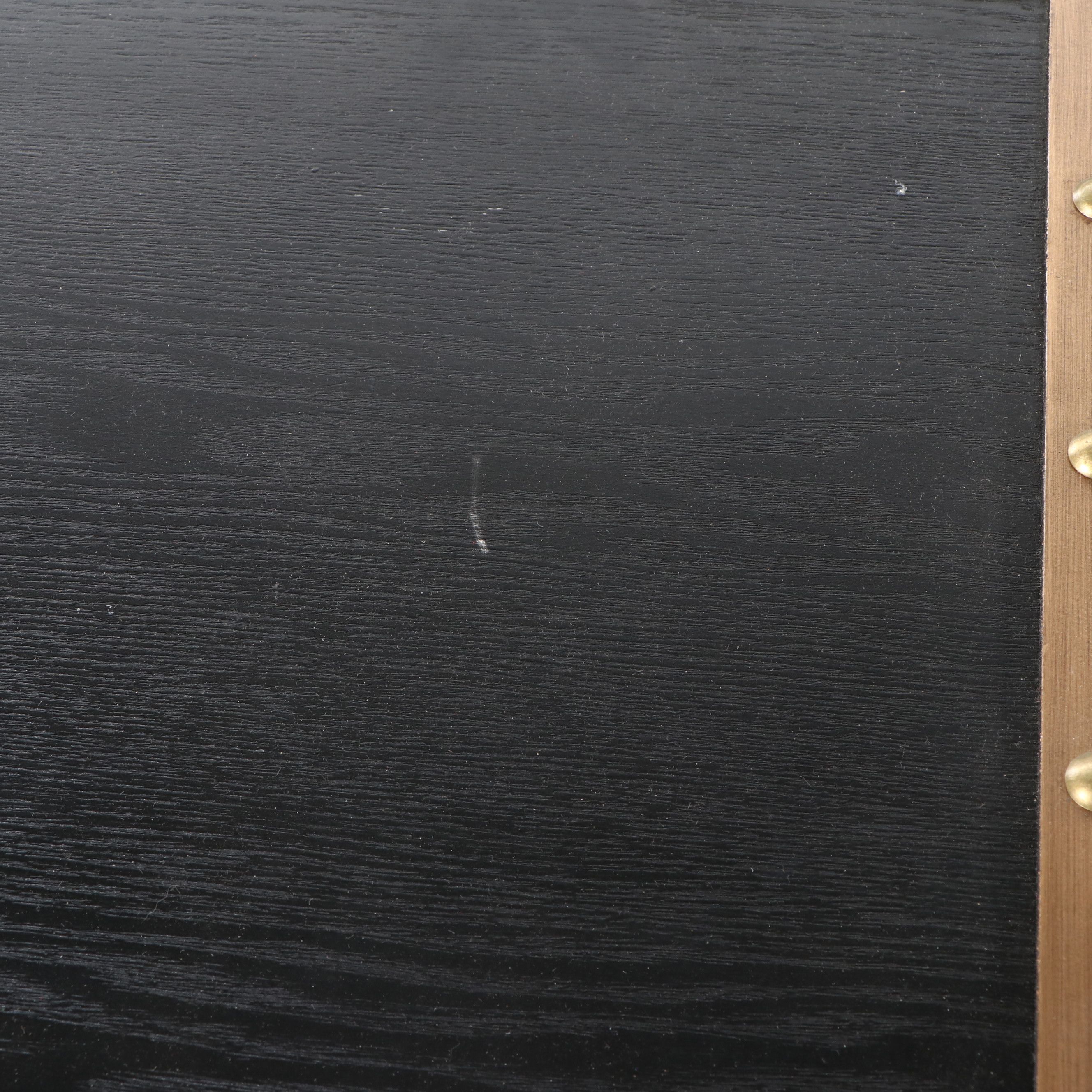 SEI Black and Metal Hinged "Drifton" Travel Trunk End Table