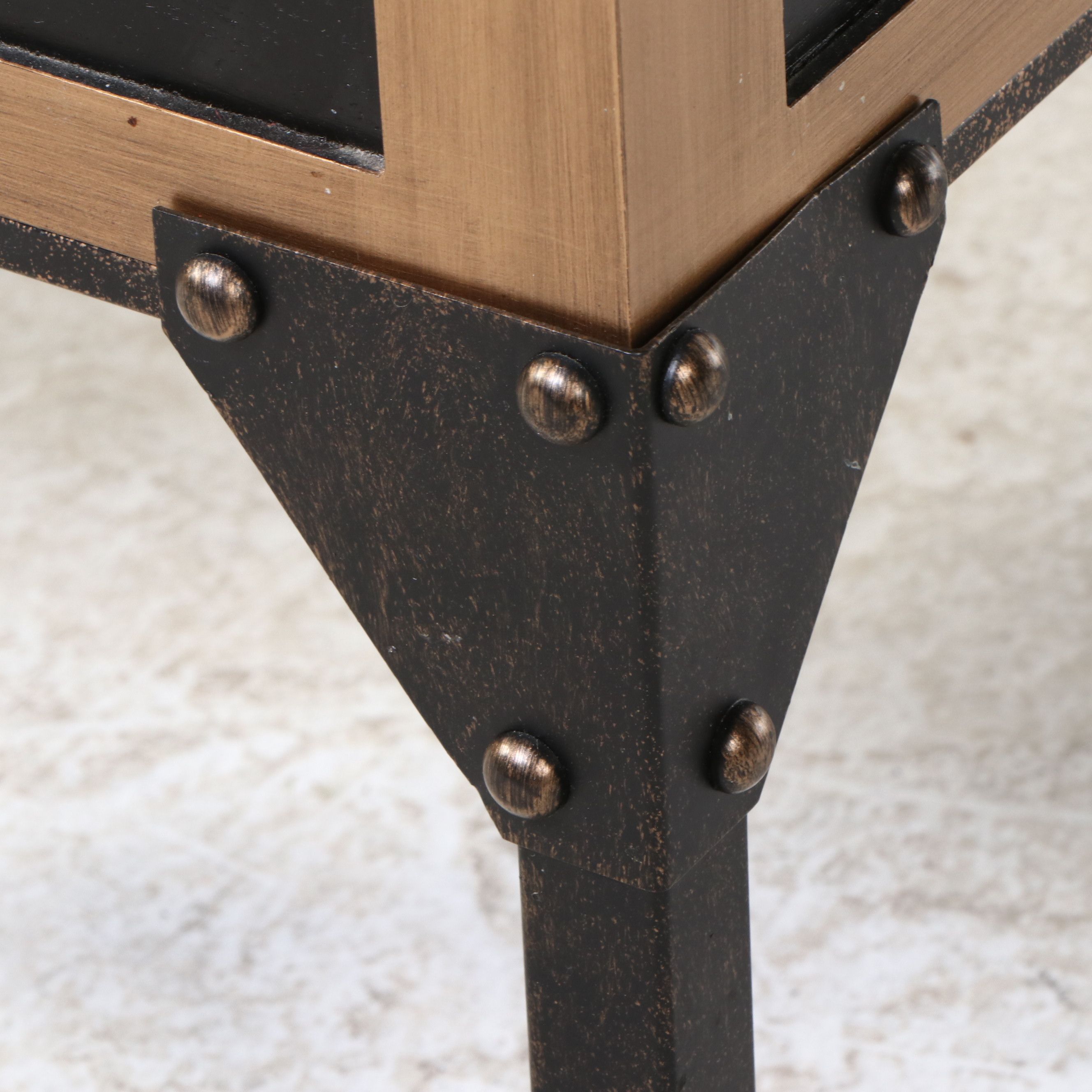 SEI Black and Metal Hinged "Drifton" Travel Trunk End Table