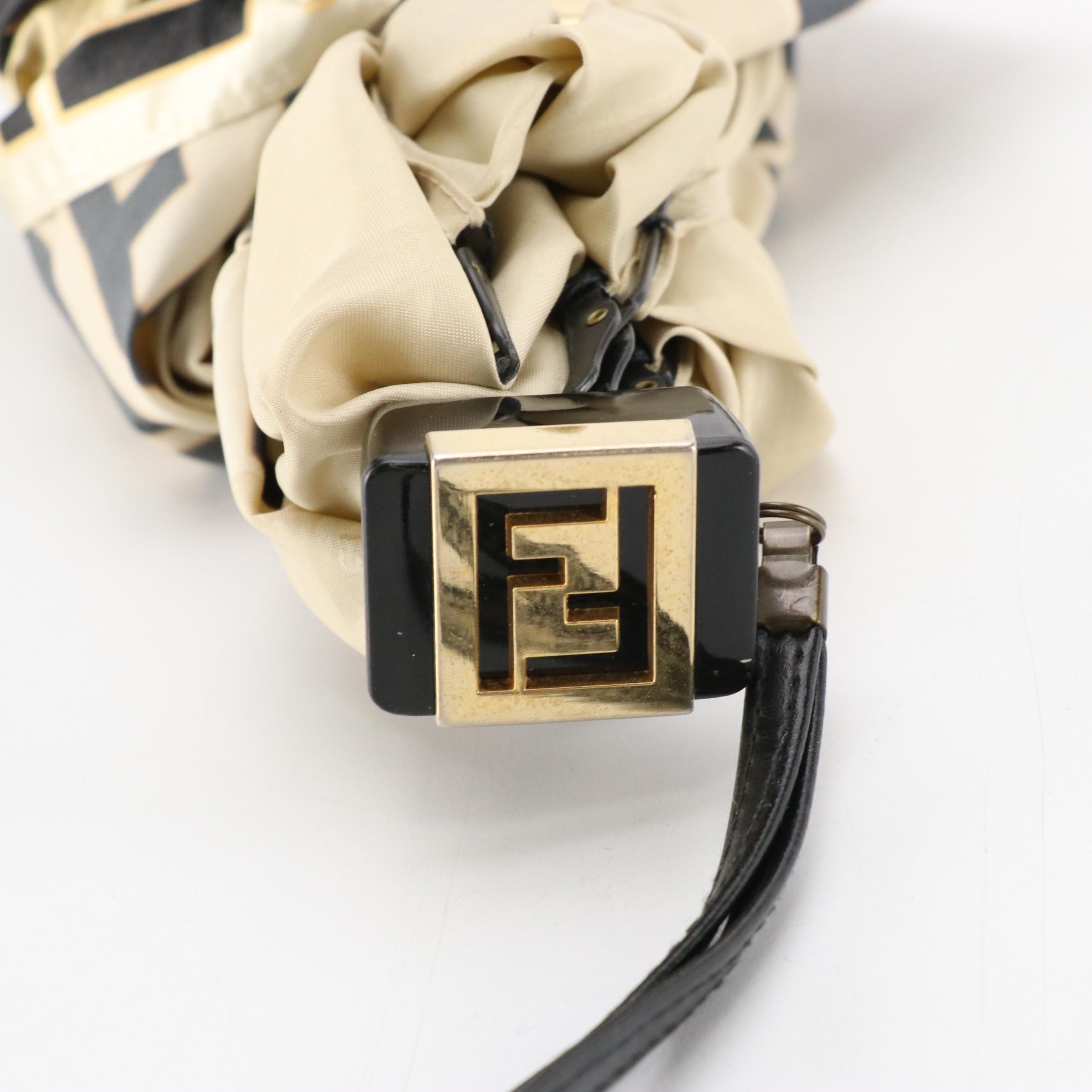 Fendi by Moonbat Folding Travel Umbrella in Zucca Edge Jacquard Fabric