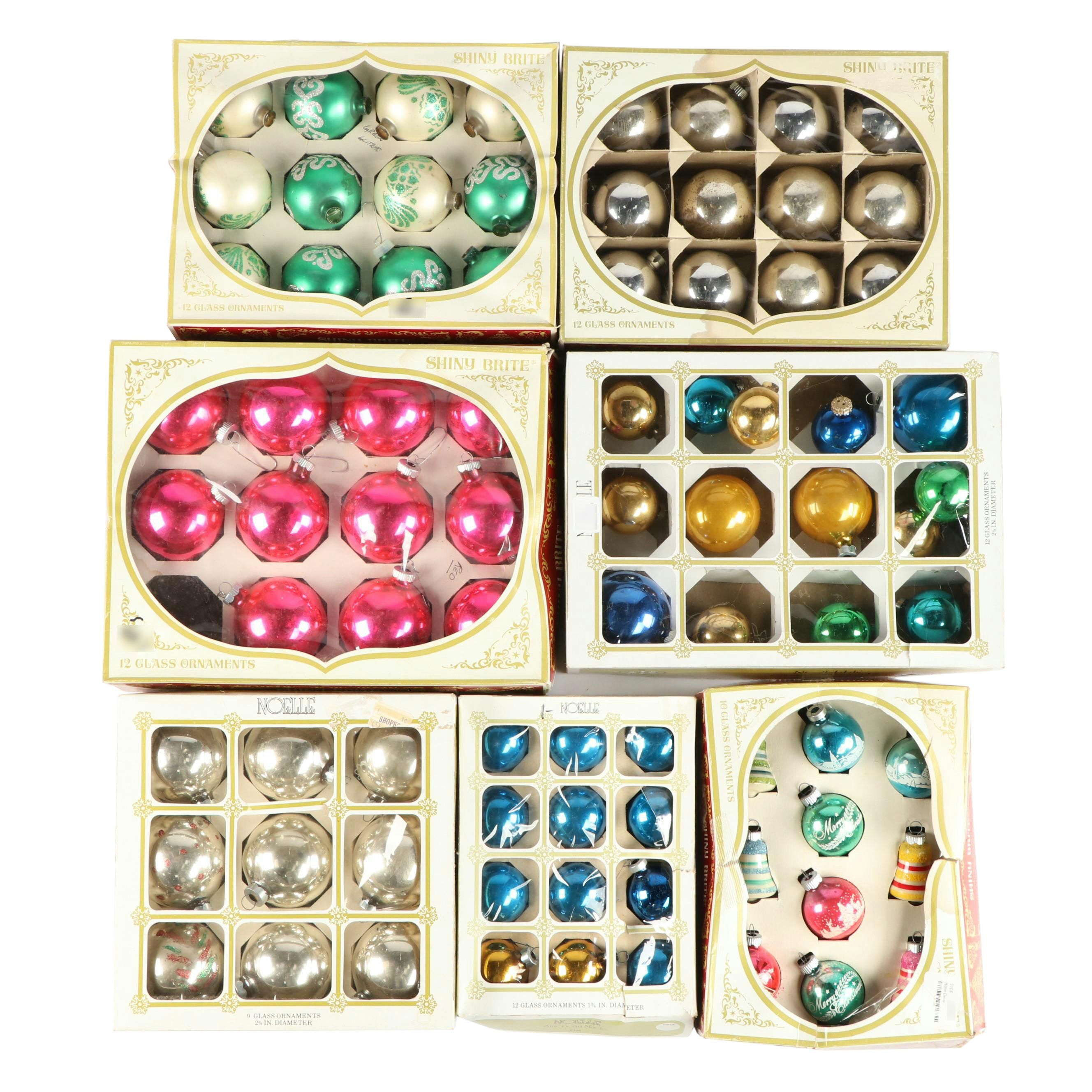 Shiny Brite and Noelle Glass Christmas Ornaments, Vintage