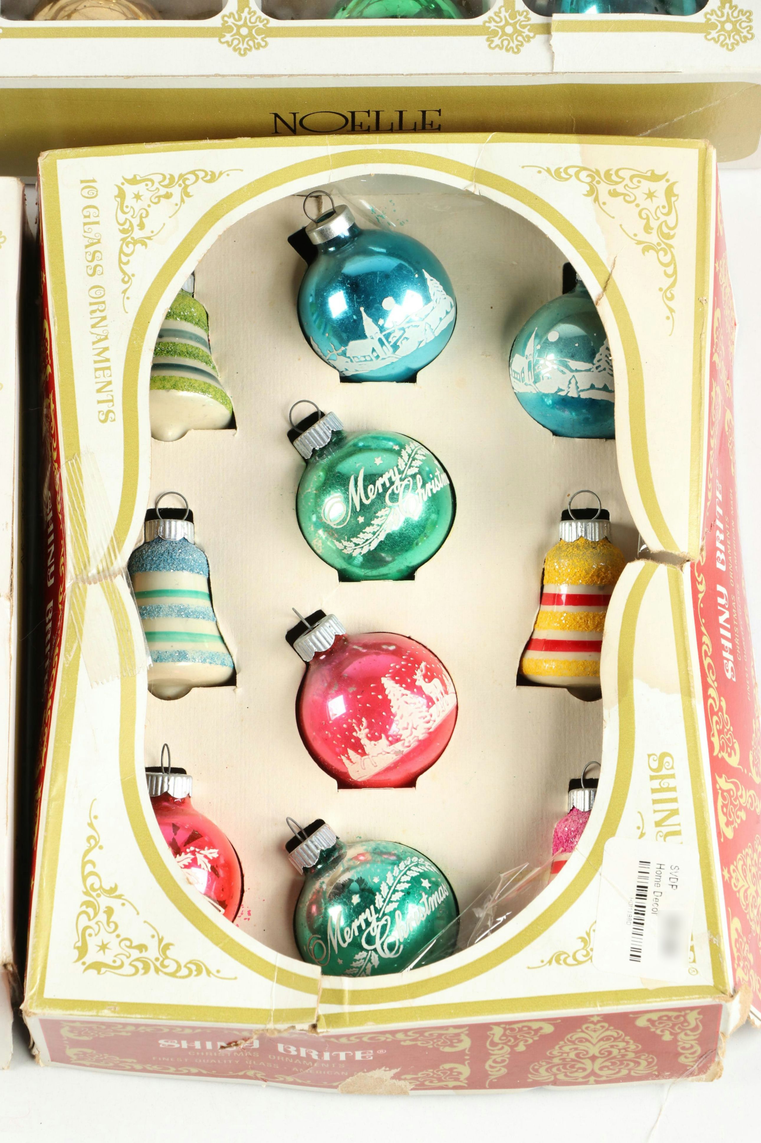 Shiny Brite and Noelle Glass Christmas Ornaments, Vintage