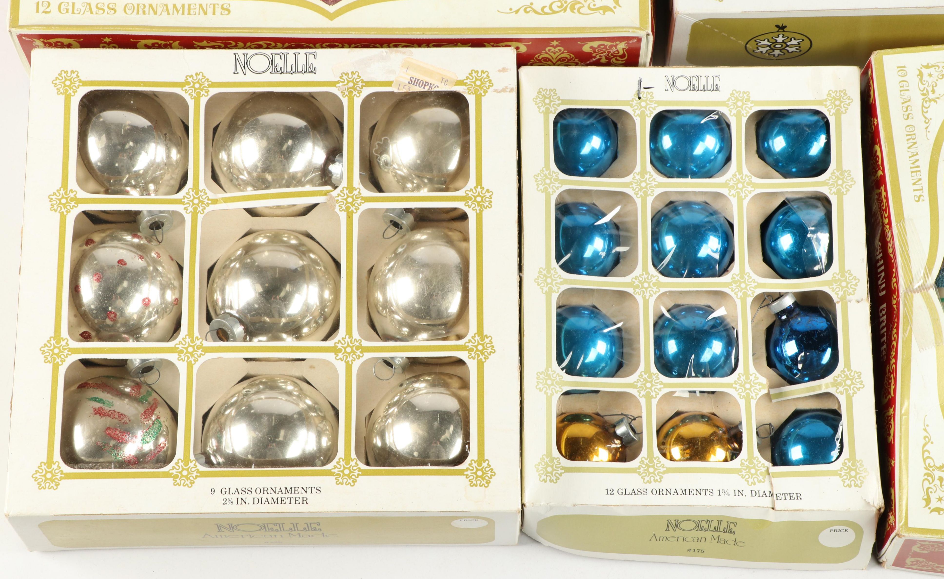Shiny Brite and Noelle Glass Christmas Ornaments, Vintage