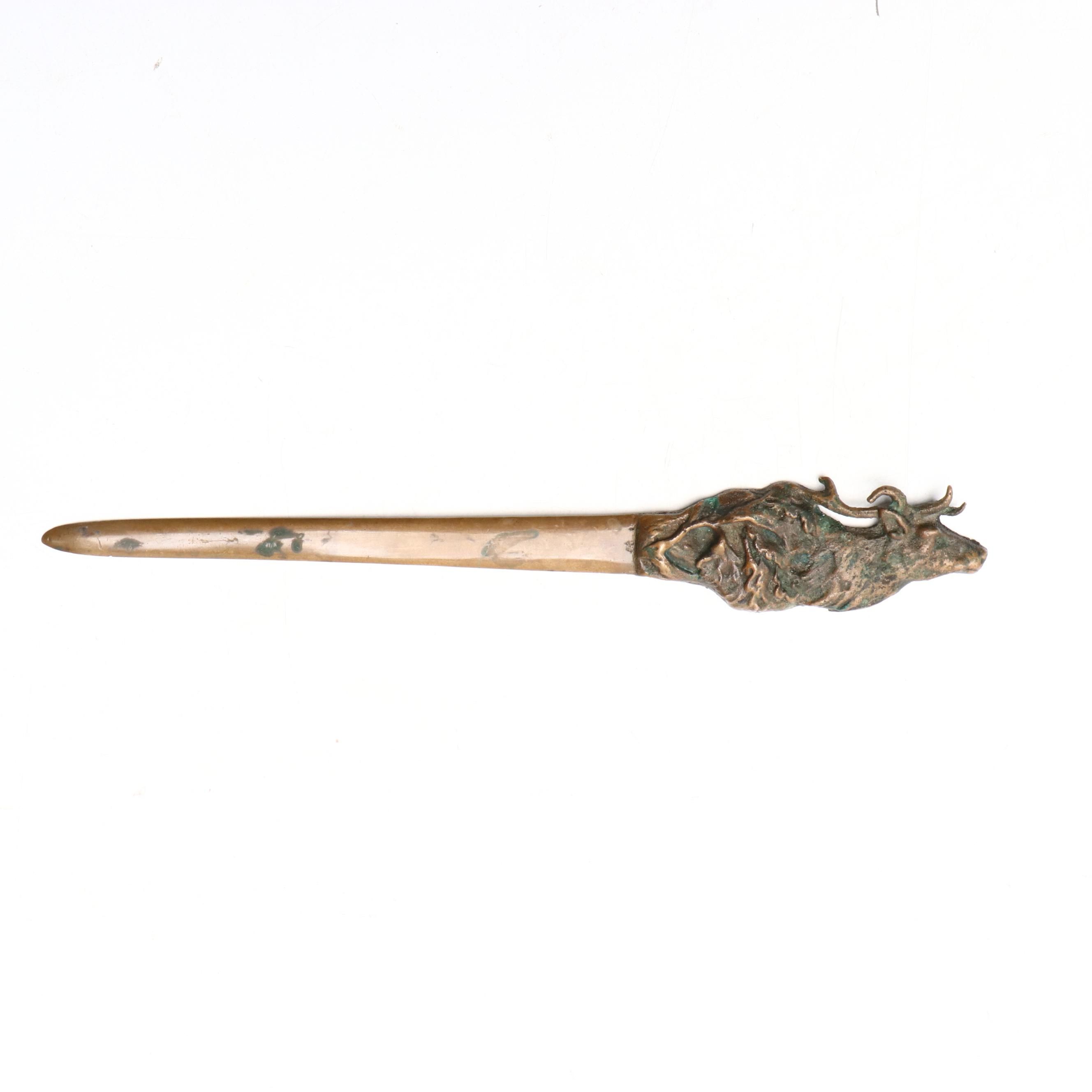 Cast Metal Elk Head Letter Opener