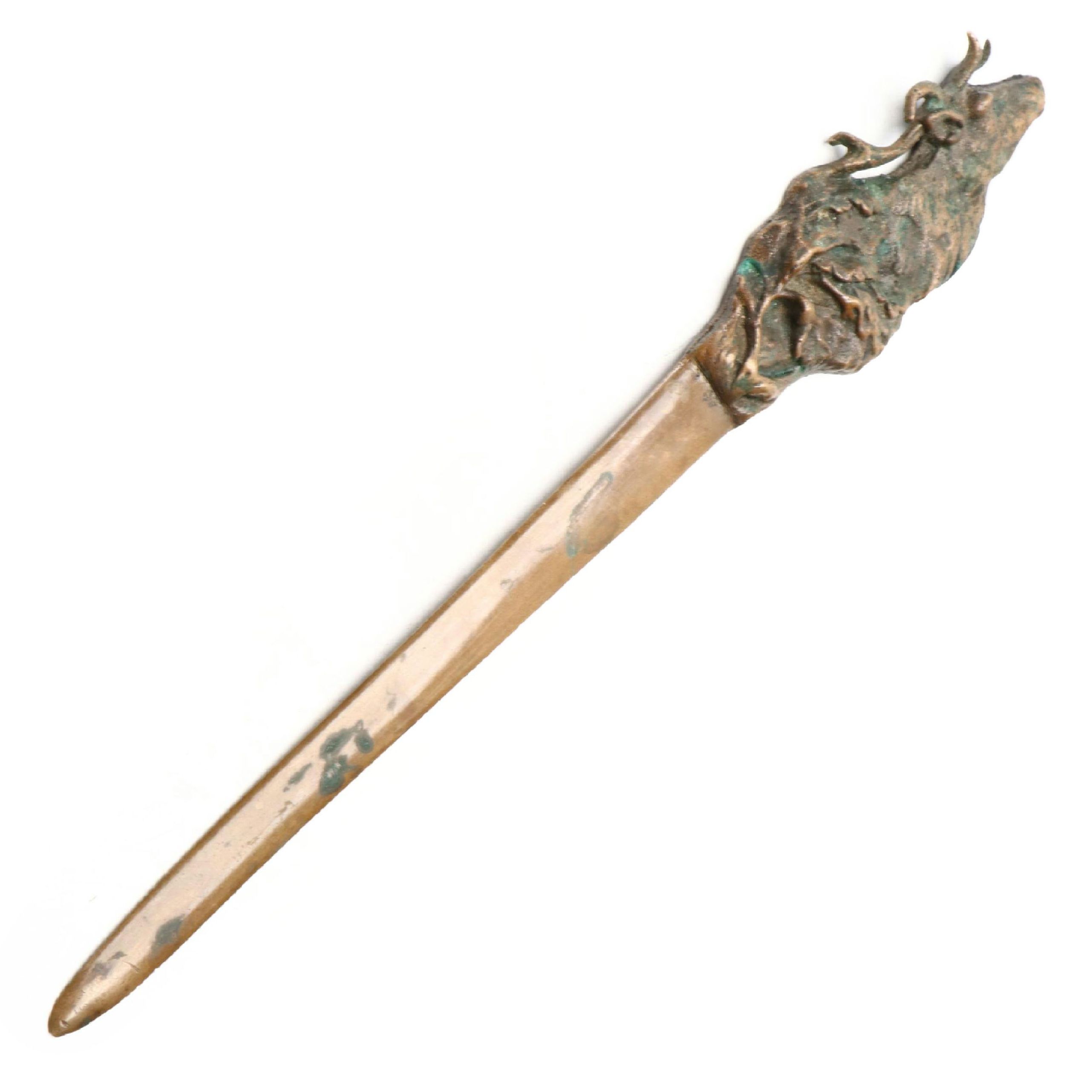 Cast Metal Elk Head Letter Opener