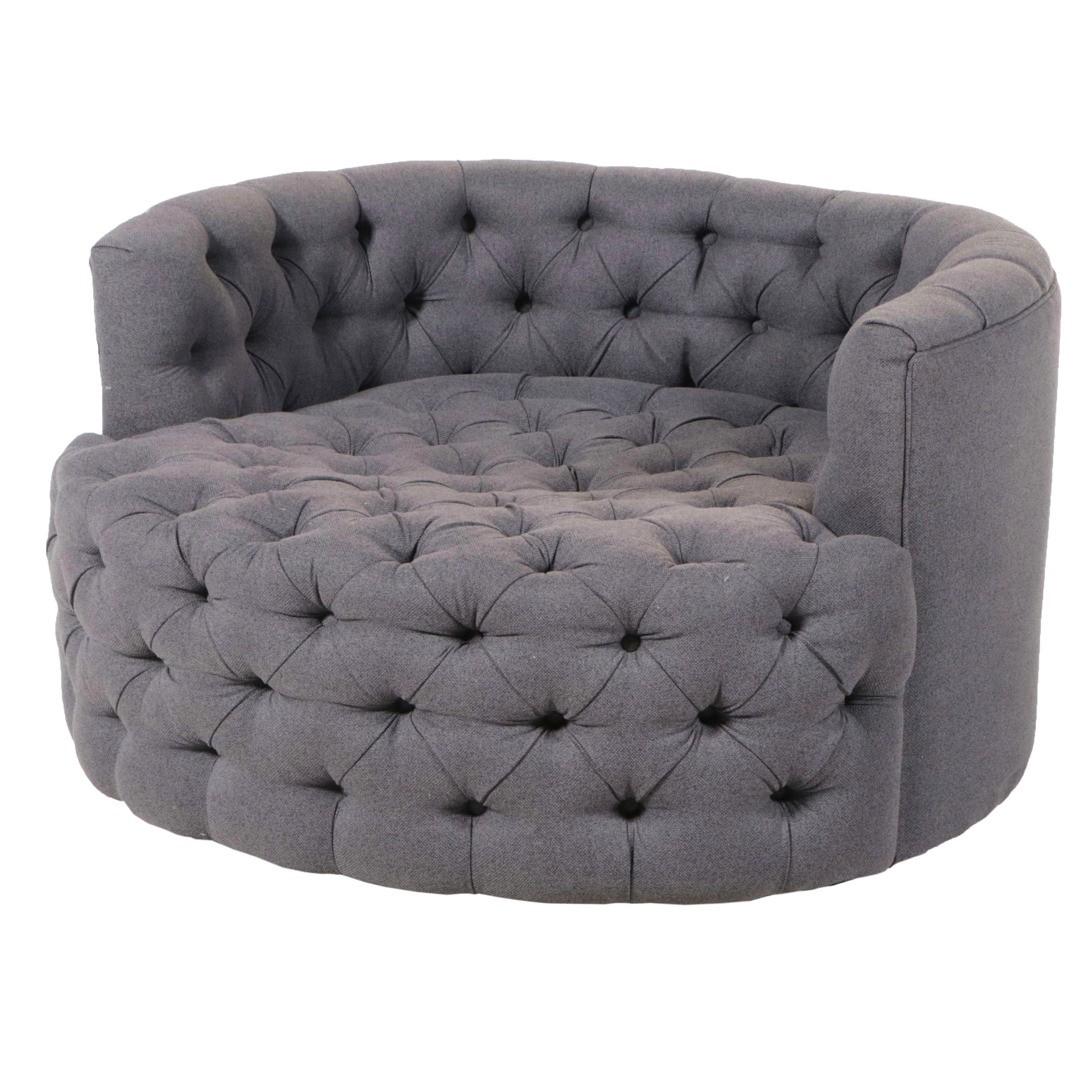 Contemporary Button-Tufted Swivel Lounge Chair