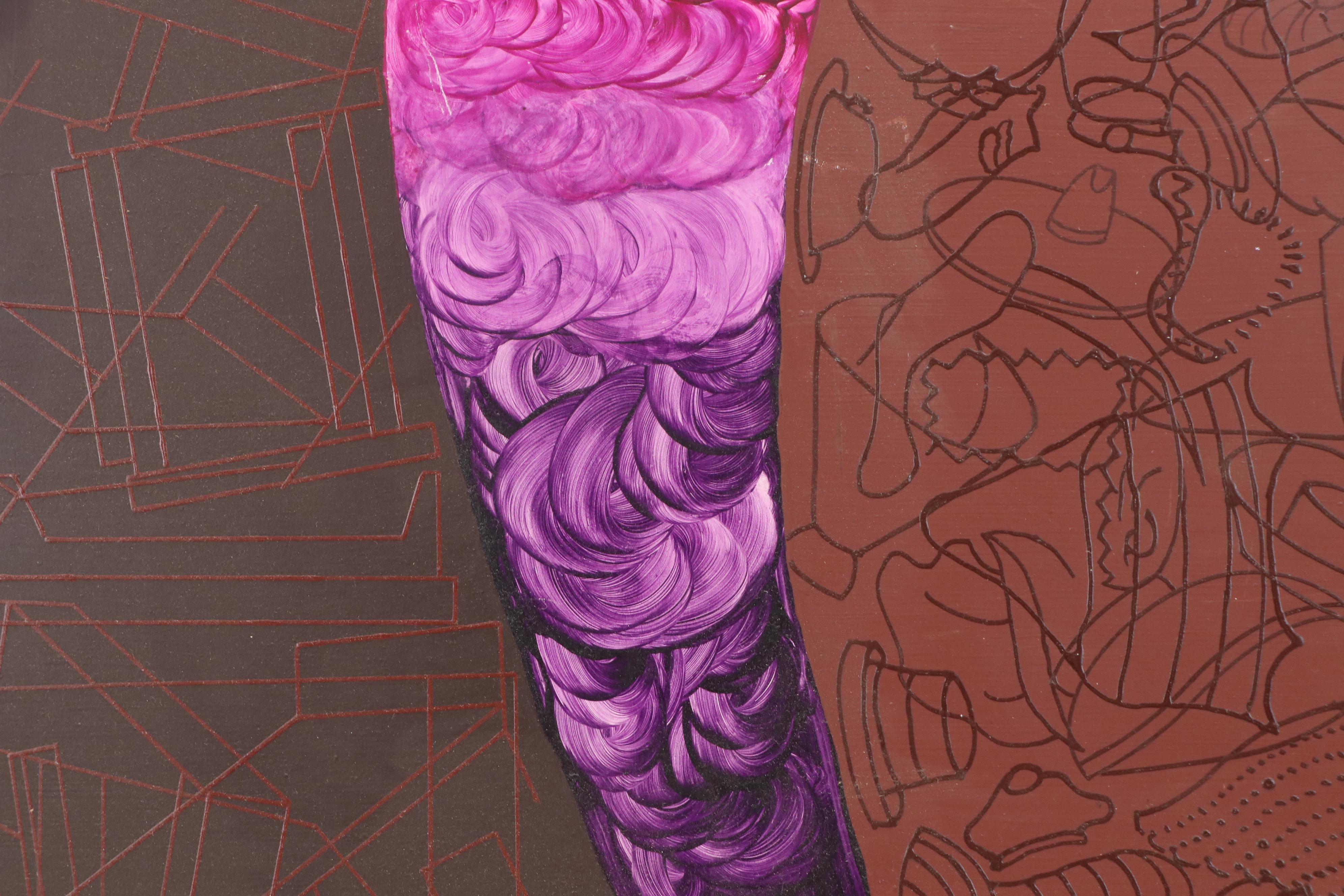 H. Burrell Abstract Acrylic Painting "Hatache," 1960