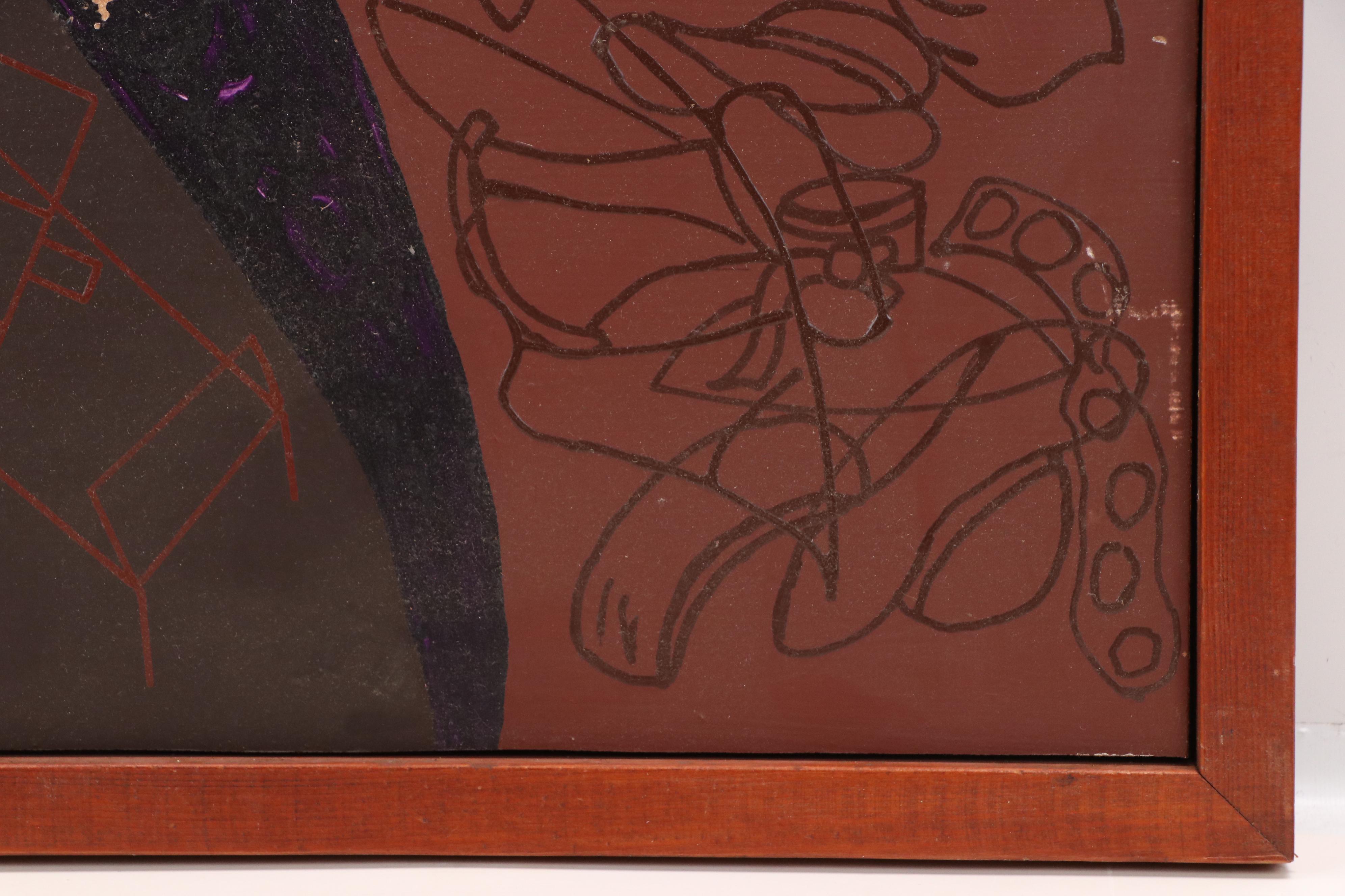 H. Burrell Abstract Acrylic Painting "Hatache," 1960