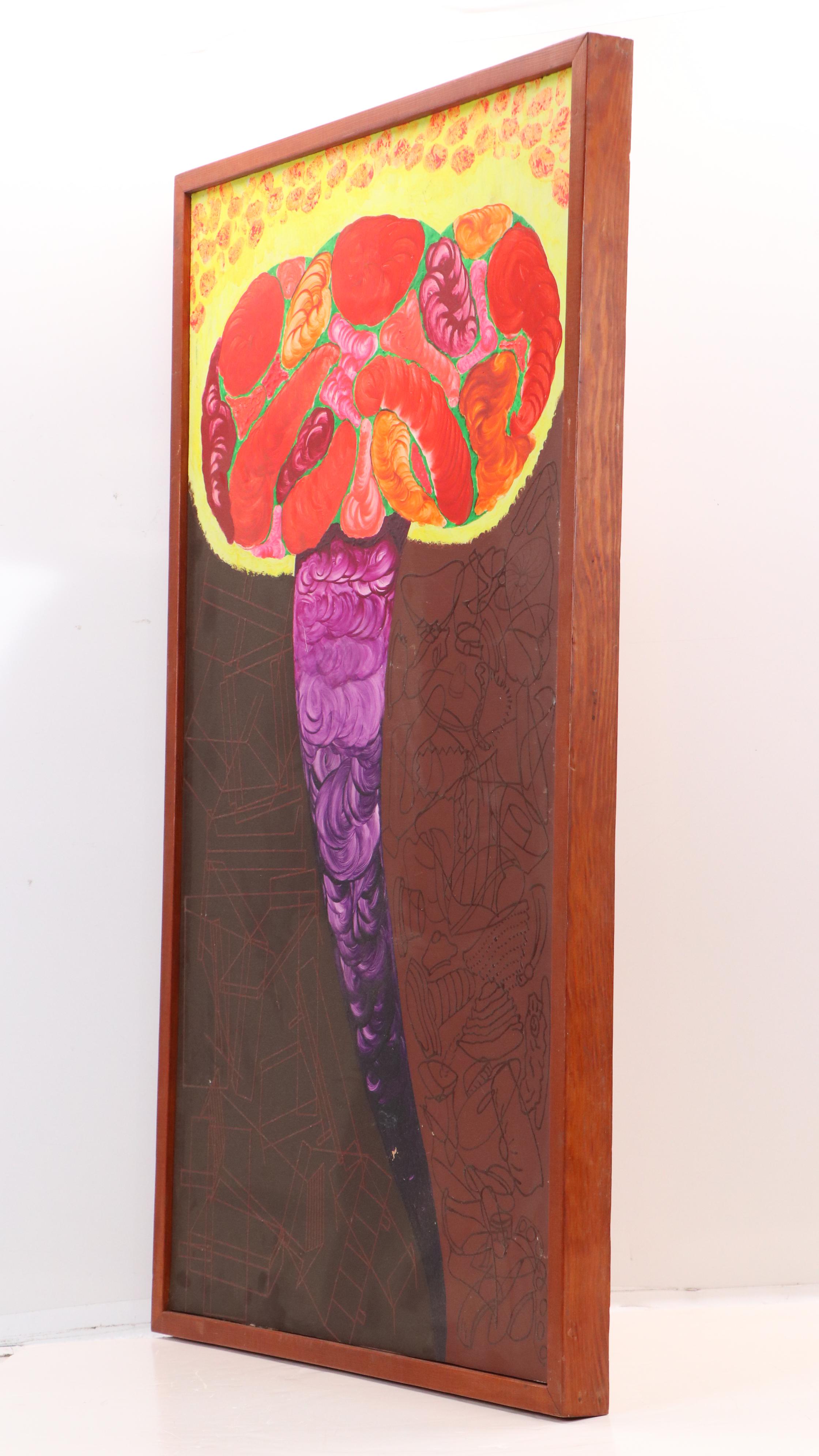 H. Burrell Abstract Acrylic Painting "Hatache," 1960