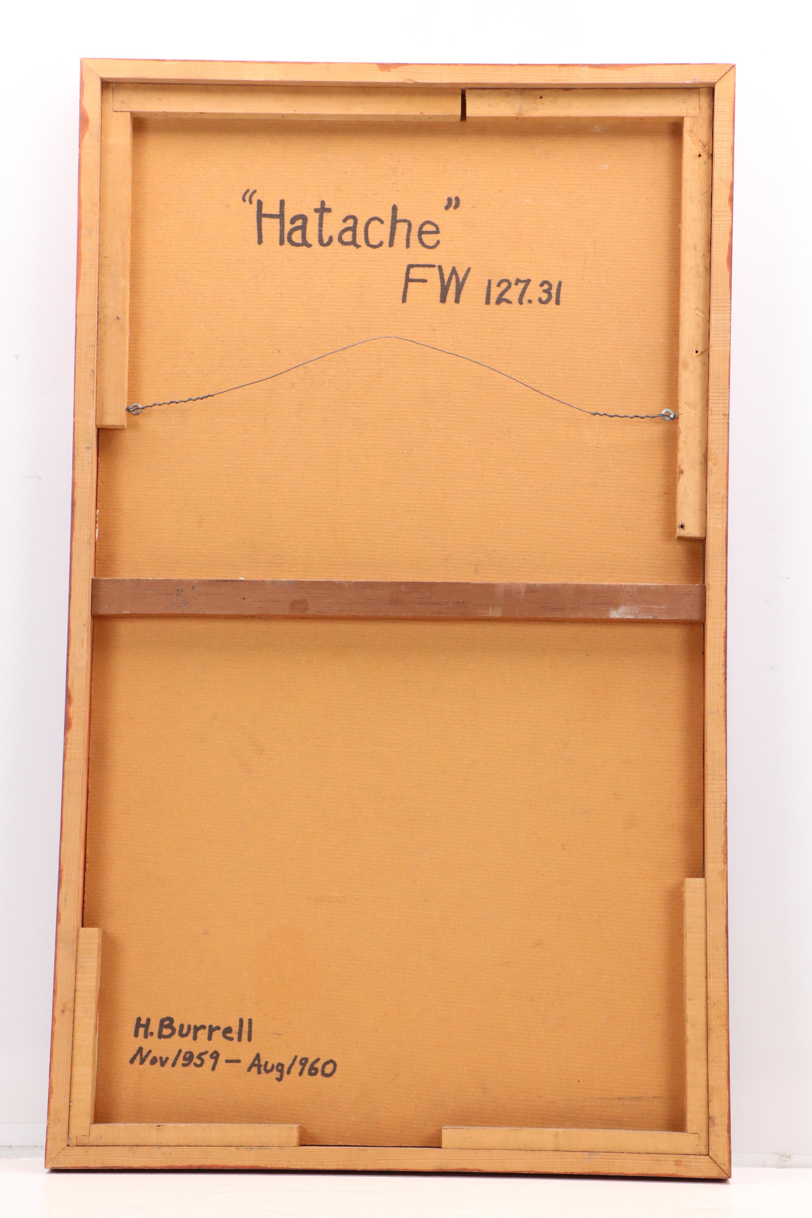 H. Burrell Abstract Acrylic Painting "Hatache," 1960