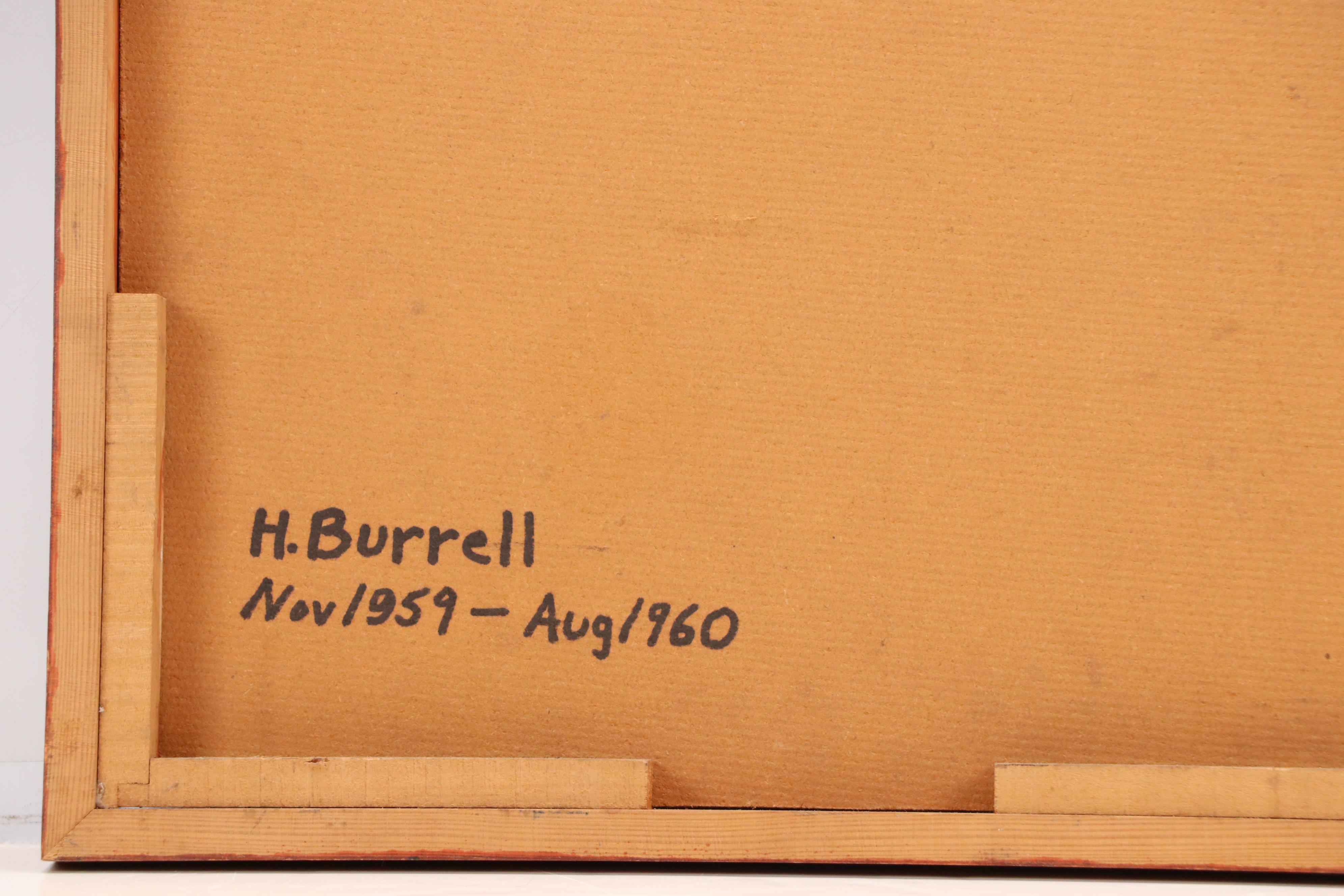 H. Burrell Abstract Acrylic Painting "Hatache," 1960