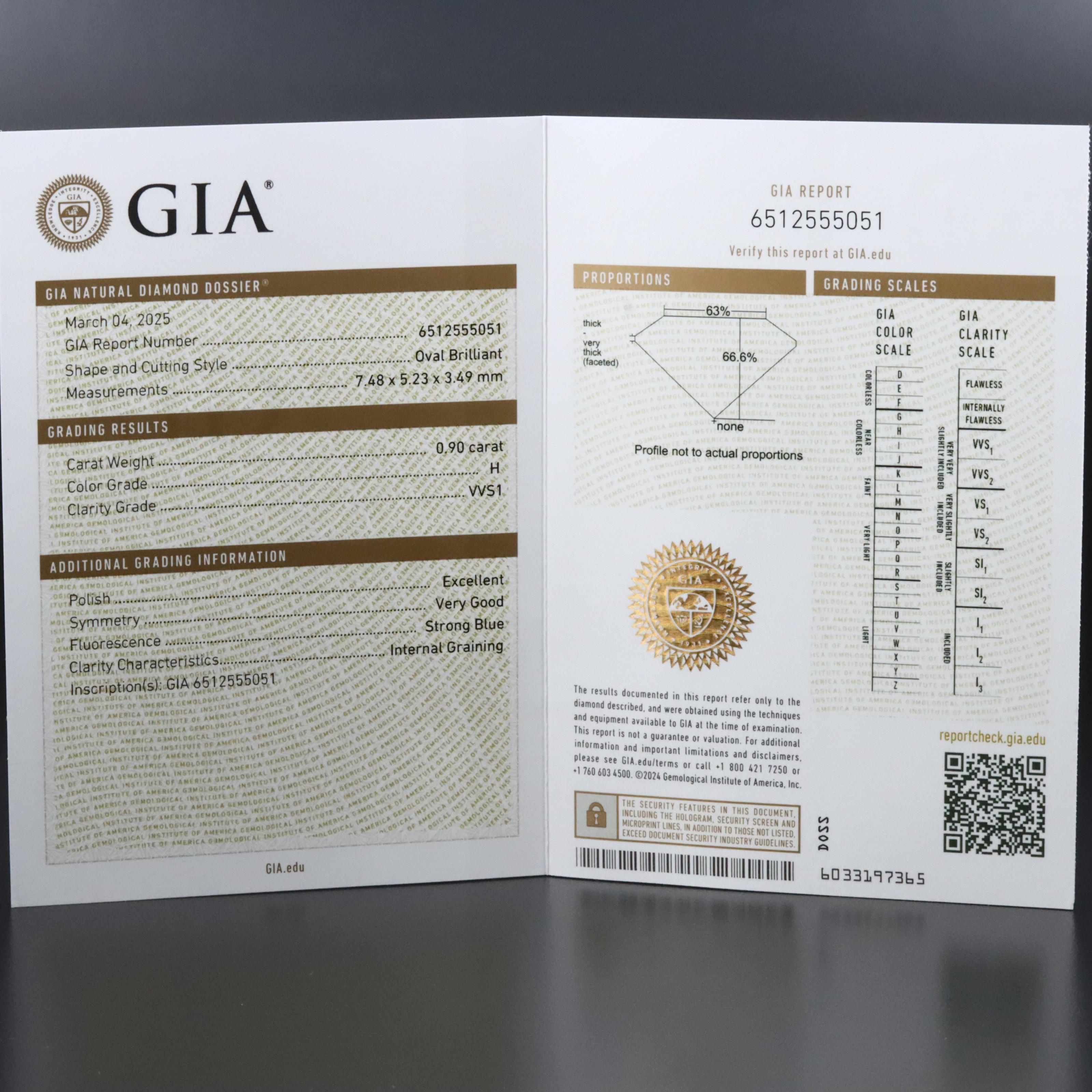 18K 0.90 CT Diamond Solitaire Ring with GIA Diamond Dossier