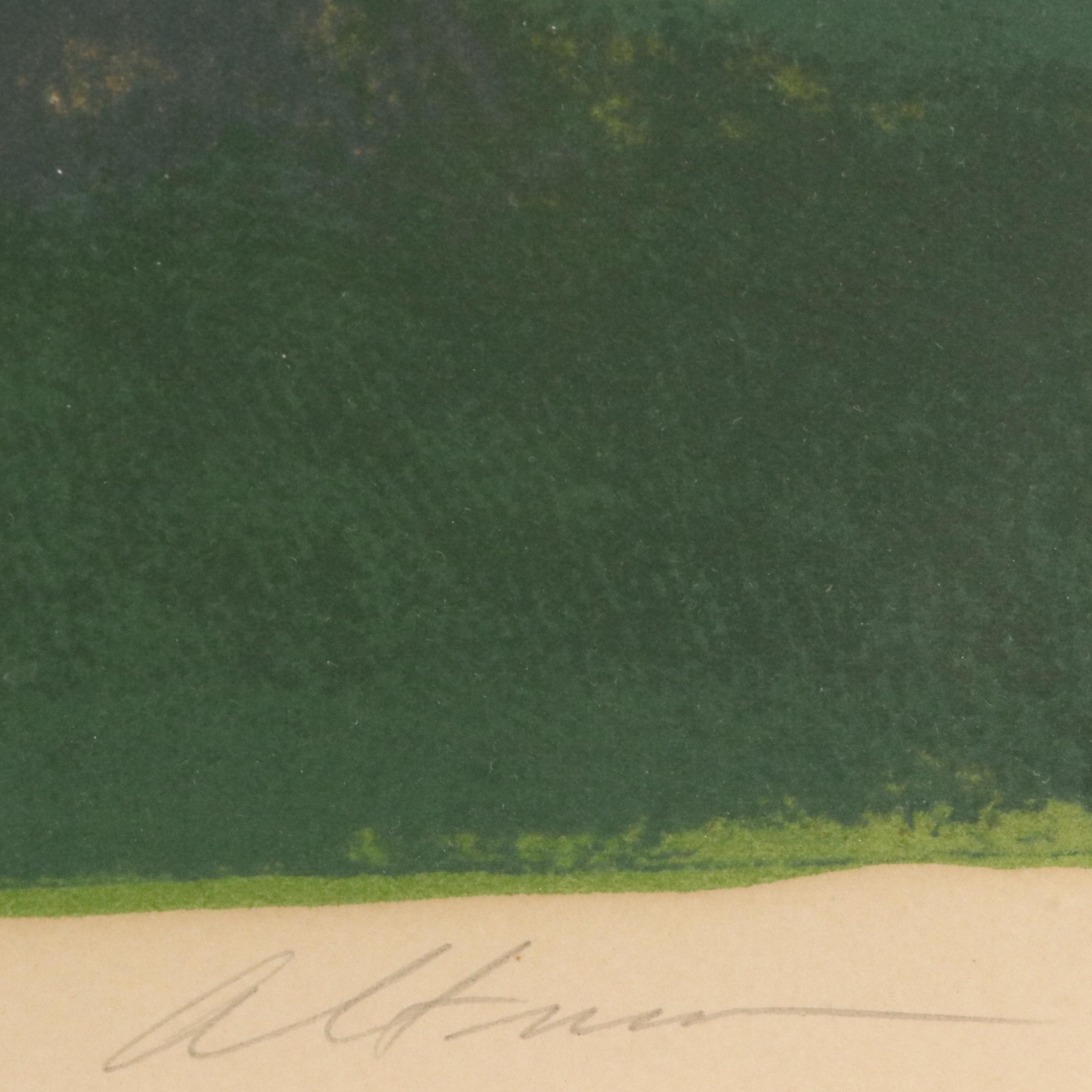 Harold Altman Color Lithograph "Two Trees," Mid to Late 20th Century