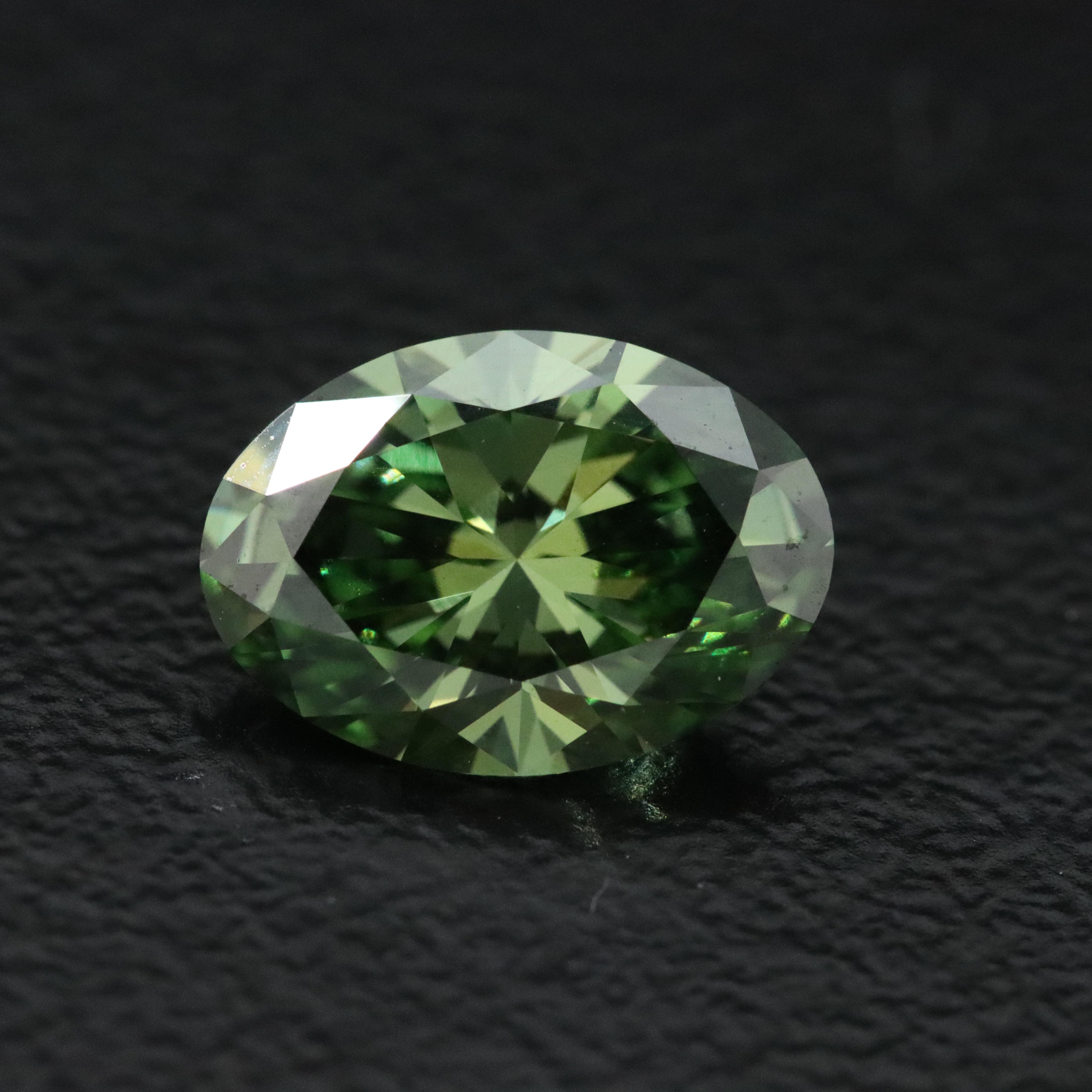 Loose 1.46 CT Lab Grown Fancy Green Diamond with IGI Report