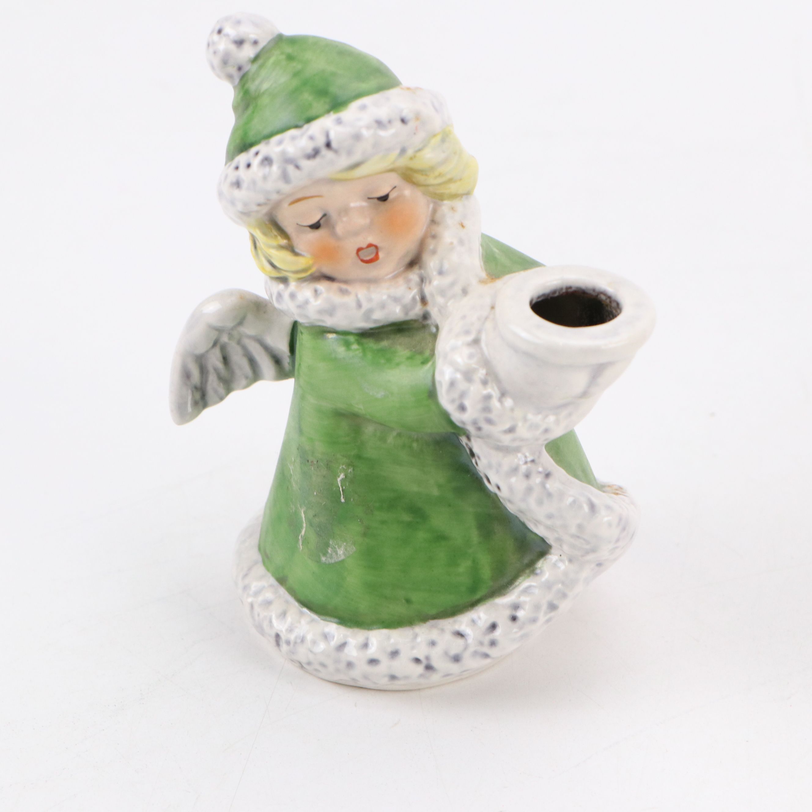 Napco Christmas Angel Ornaments, Sled and Wreath Planters with More, Mid-20th C.